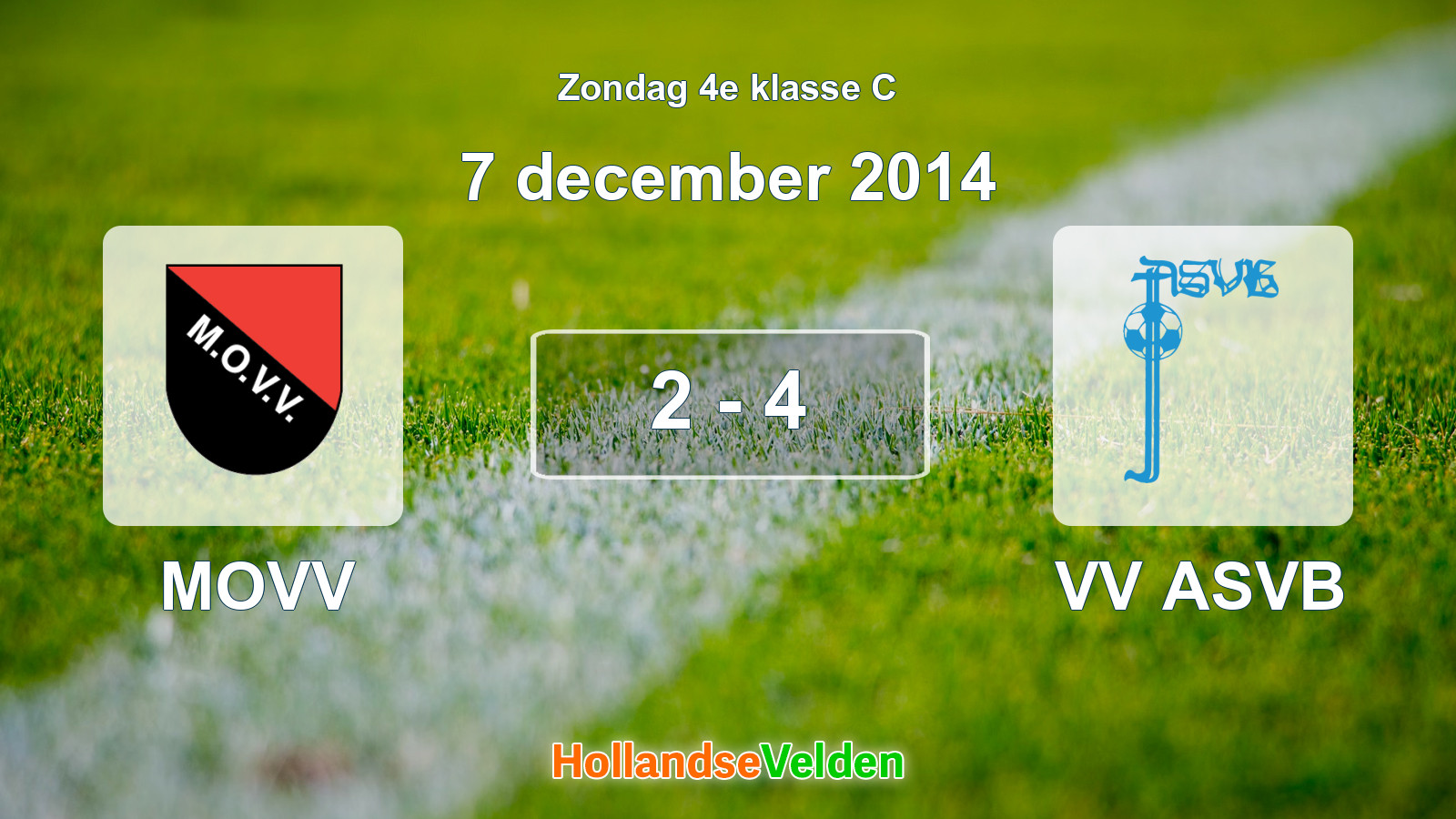 Gespeelde wedstrijd: MOVV - VV ASVB 2 - 4 (7 december 2014)
