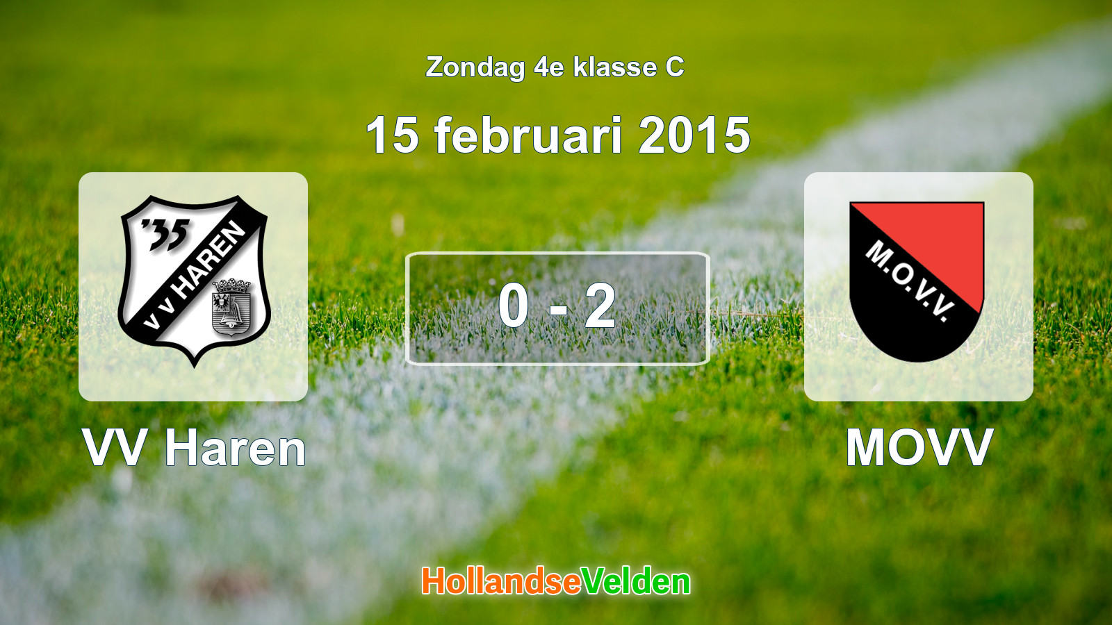 Gespeelde wedstrijd: VV Haren - MOVV 0 - 2 (15 februari 2015)