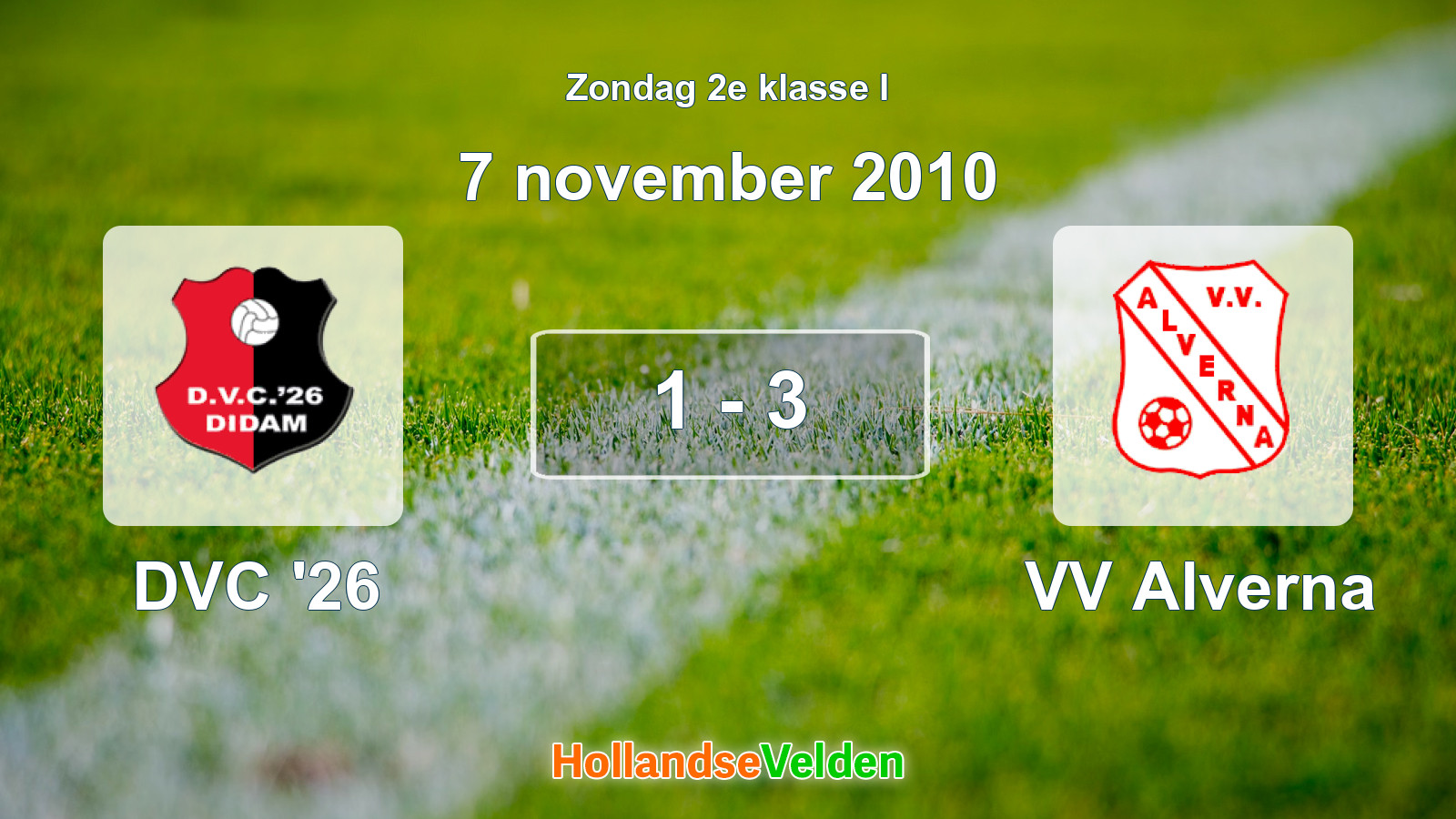 Gespeelde wedstrijd: DVC '26 - VV Alverna 1 - 3 (7 november 2010)