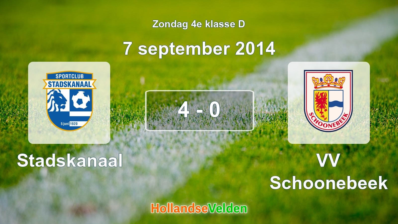 Gespeelde wedstrijd: Stadskanaal - VV Schoonebeek 4 - 0 (7 september 2014)