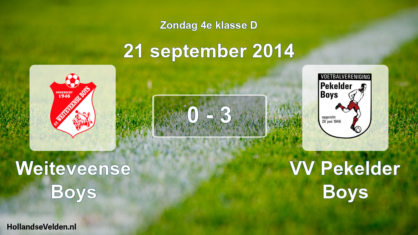 Gespeelde wedstrijd: Weiteveense Boys - VV Pekelder Boys 0 - 3 (21 september 2014)