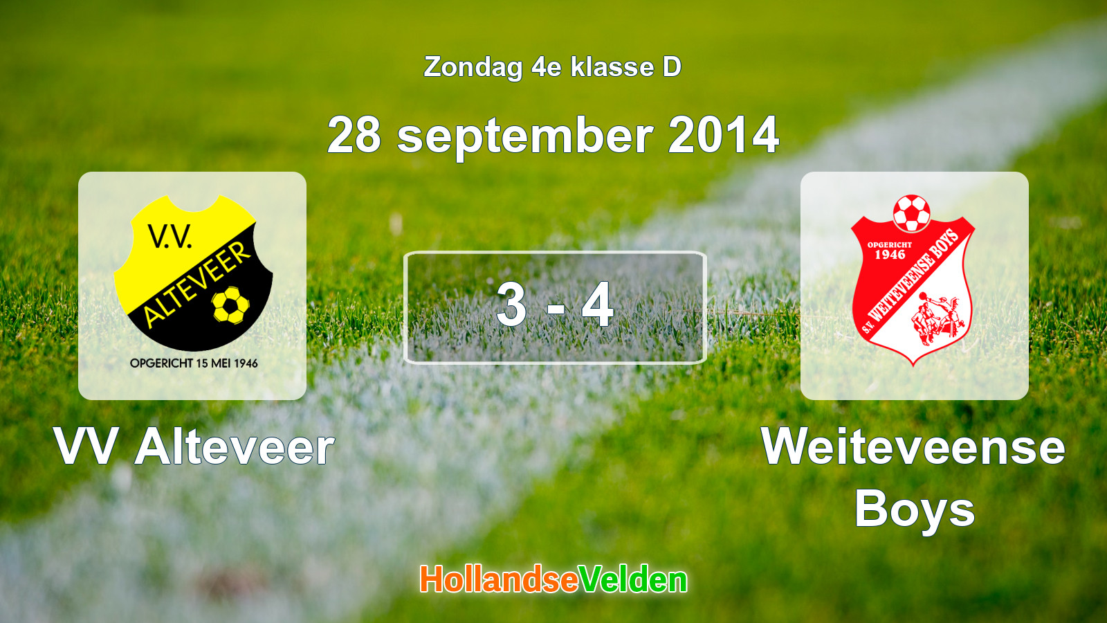 Gespeelde wedstrijd: VV Alteveer - Weiteveense Boys 3 - 4 (28 september 2014)
