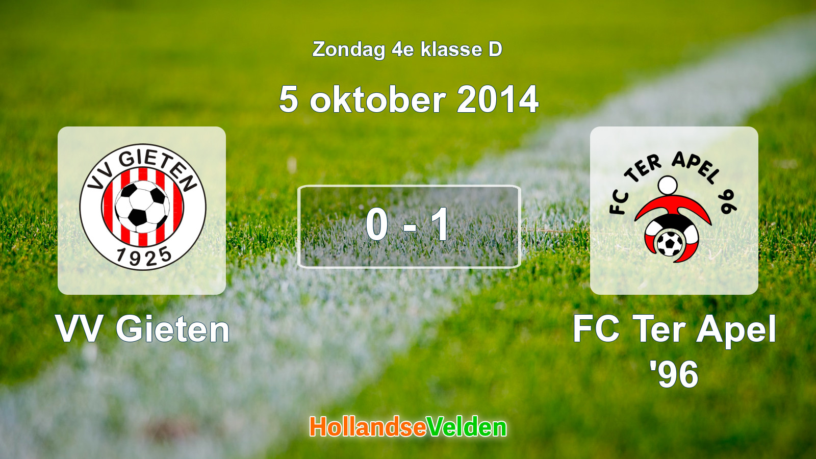 Gespeelde wedstrijd: VV Gieten - FC Ter Apel '96 0 - 1 (5 oktober 2014)