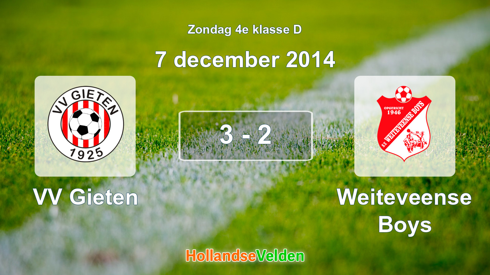 Gespeelde wedstrijd: VV Gieten - Weiteveense Boys 3 - 2 (7 december 2014)