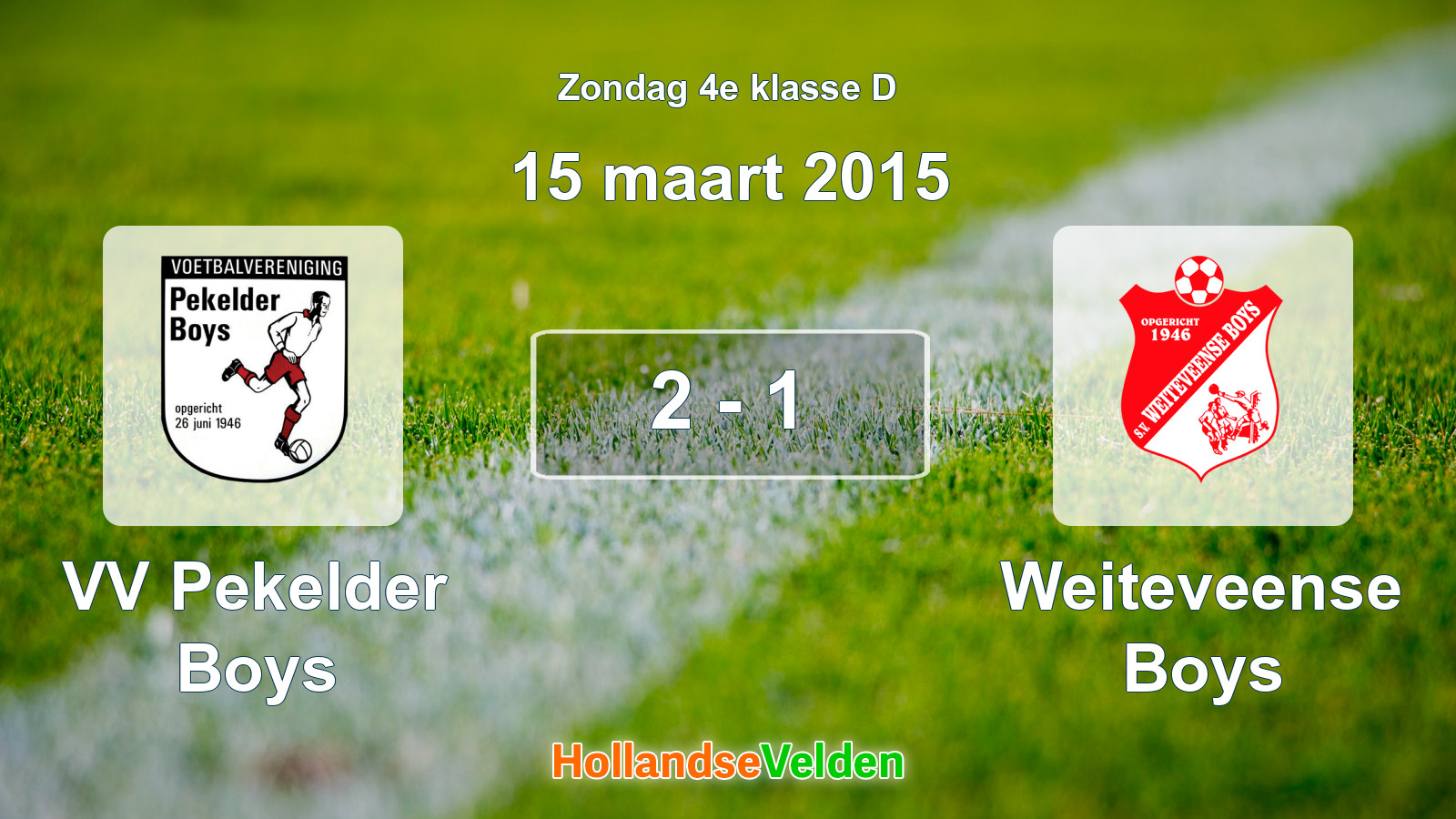 Gespeelde wedstrijd: VV Pekelder Boys - Weiteveense Boys 2 - 1 (15 maart 2015)