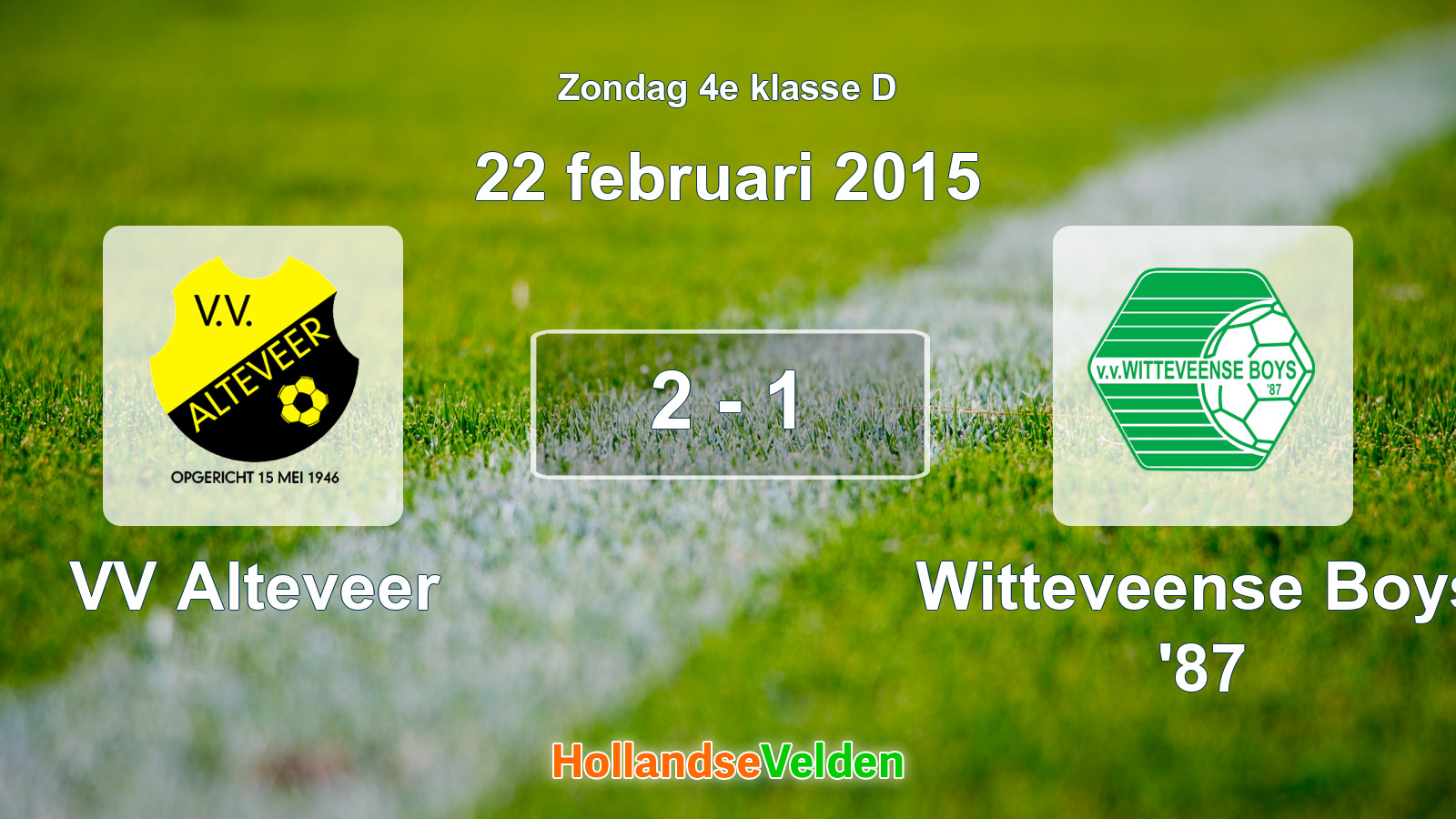 Gespeelde wedstrijd: VV Alteveer - Witteveense Boys '87 2 - 1 (22 februari 2015)