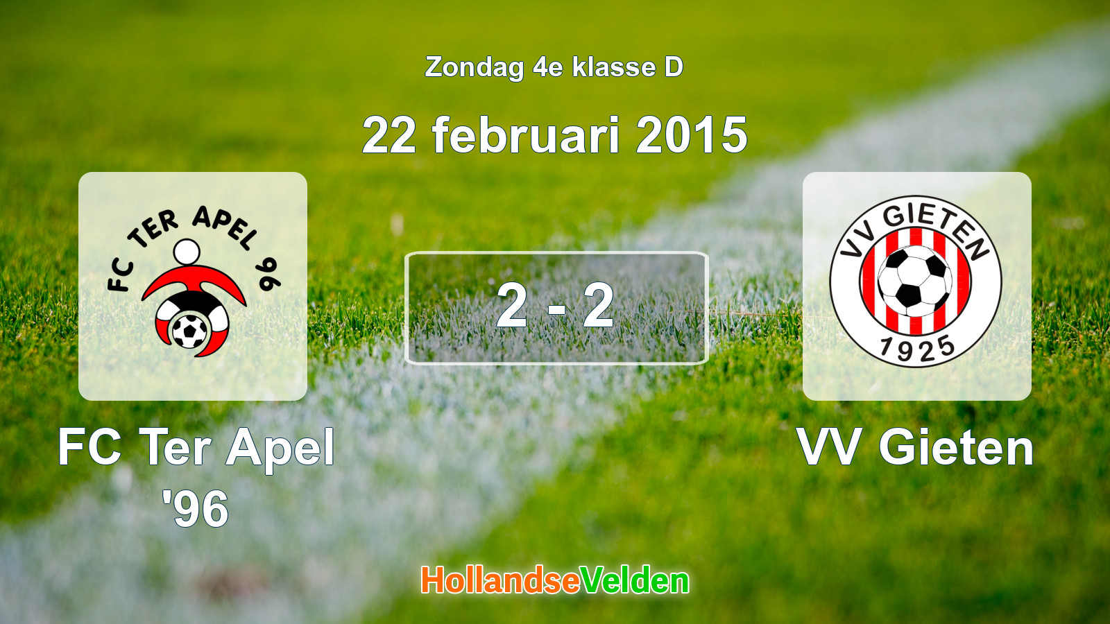 Gespeelde wedstrijd: FC Ter Apel '96 - VV Gieten 2 - 2 (22 februari 2015)