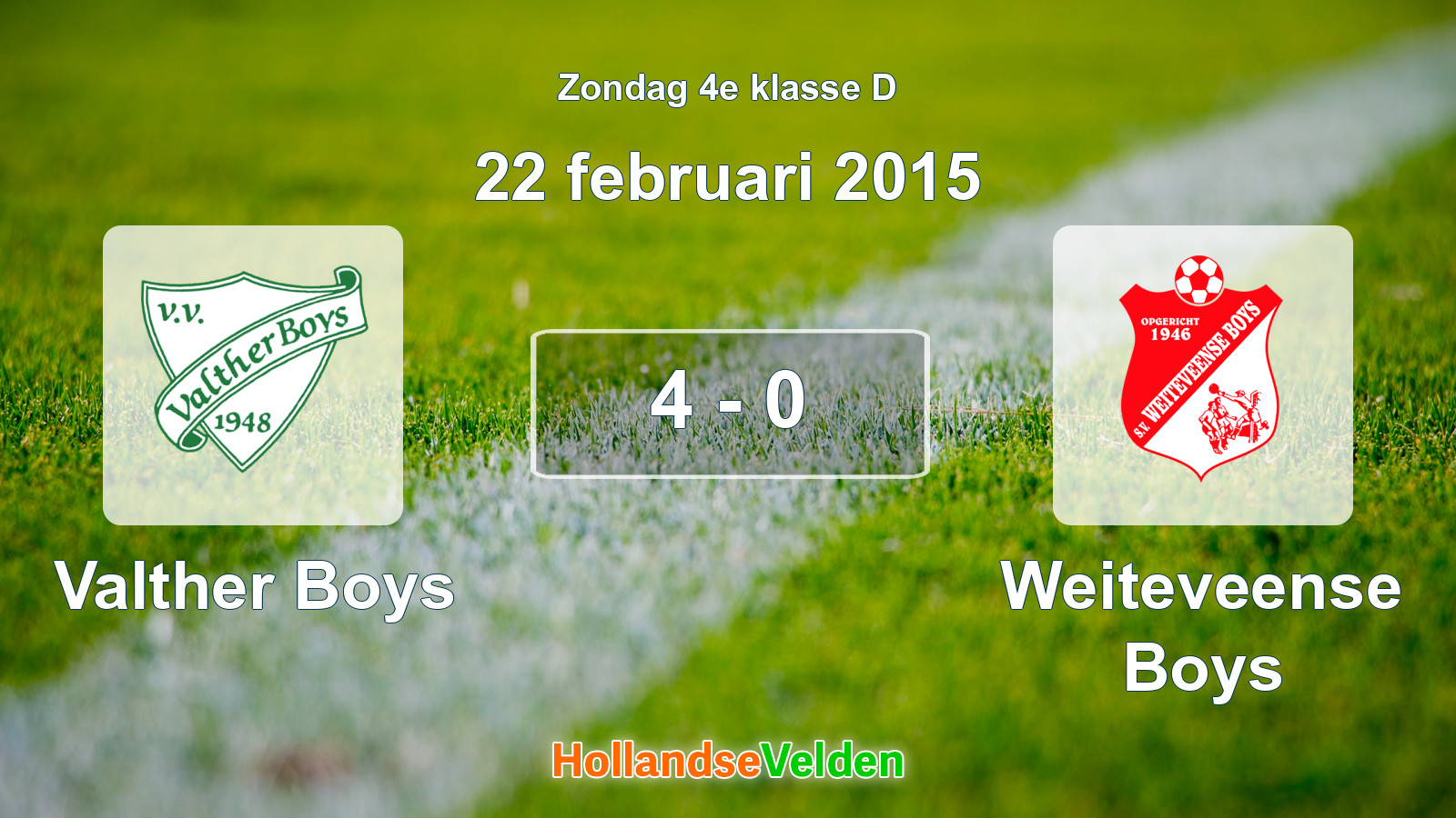 Gespeelde wedstrijd: Valther Boys - Weiteveense Boys 4 - 0 (22 februari 2015)