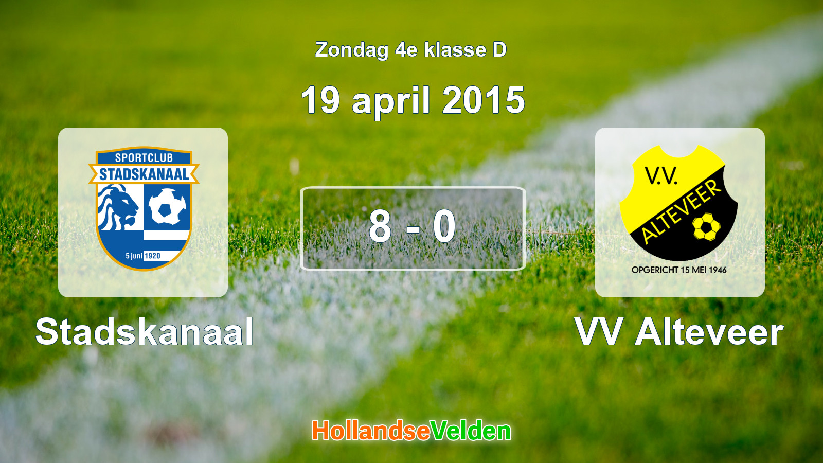 Gespeelde wedstrijd: Stadskanaal - VV Alteveer 8 - 0 (19 april 2015)
