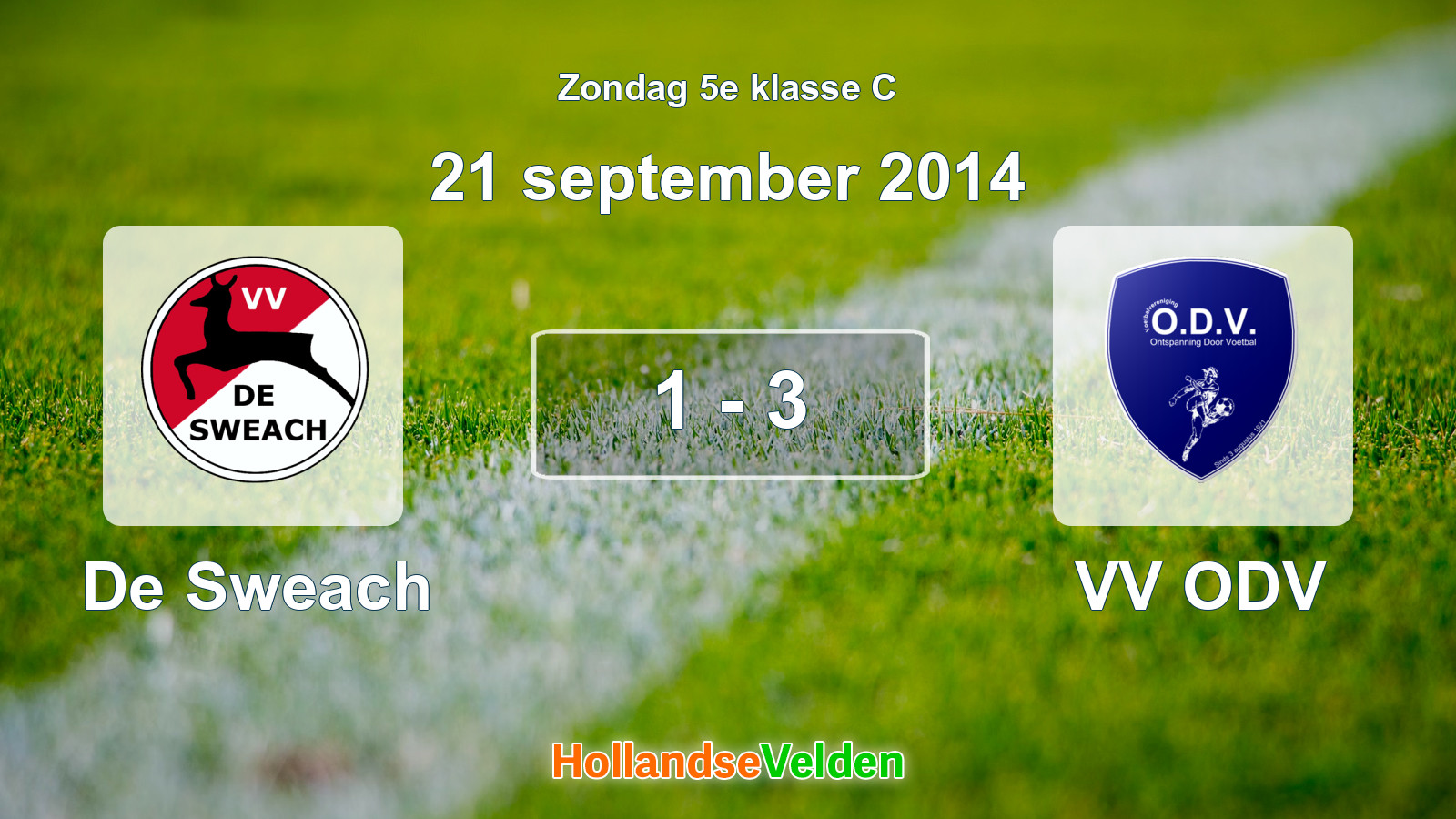 Gespeelde wedstrijd: De Sweach - VV ODV 1 - 3 (21 september 2014)