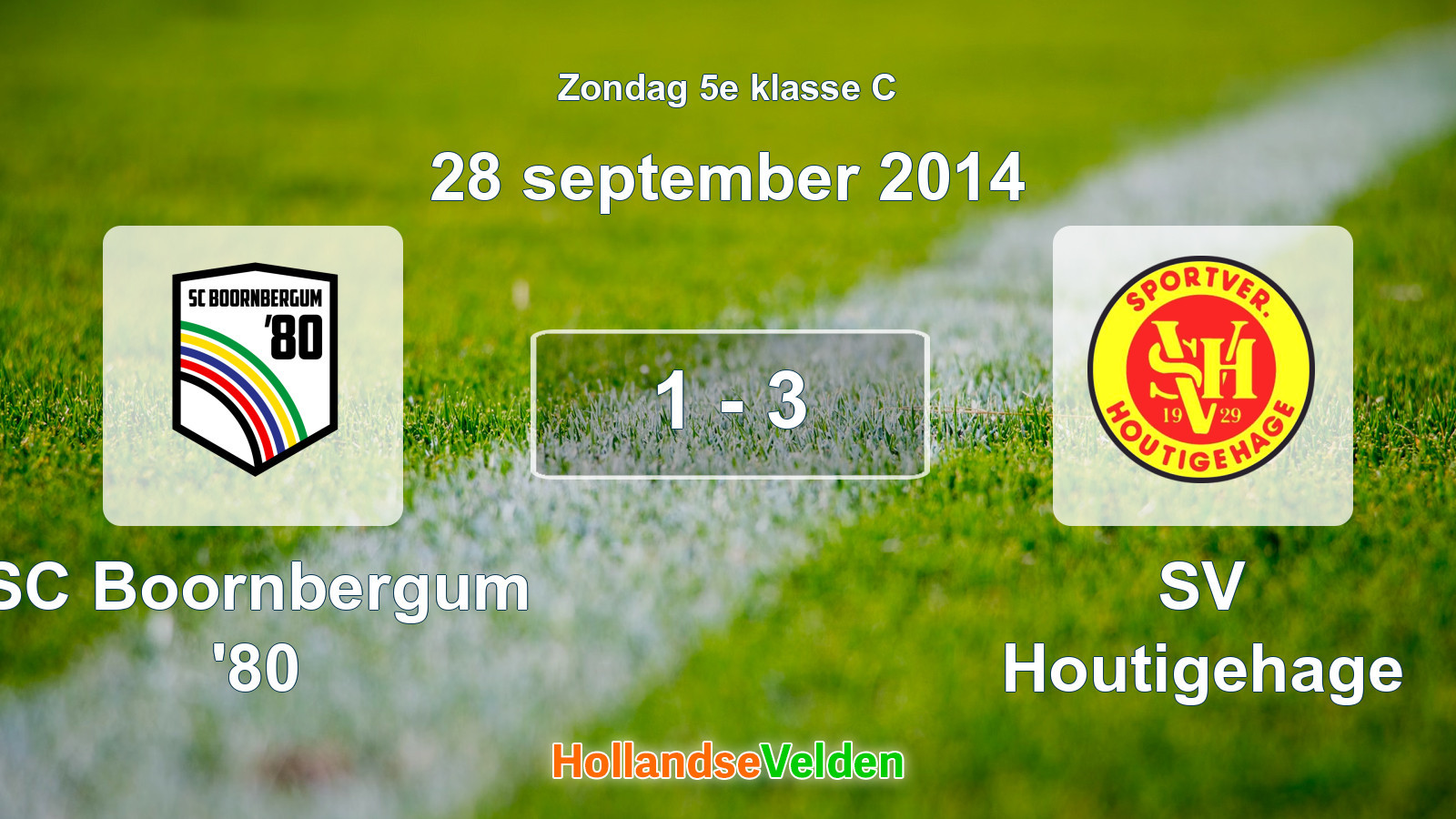 Gespeelde wedstrijd: SC Boornbergum '80 - SV Houtigehage 1 - 3 (28 september 2014)