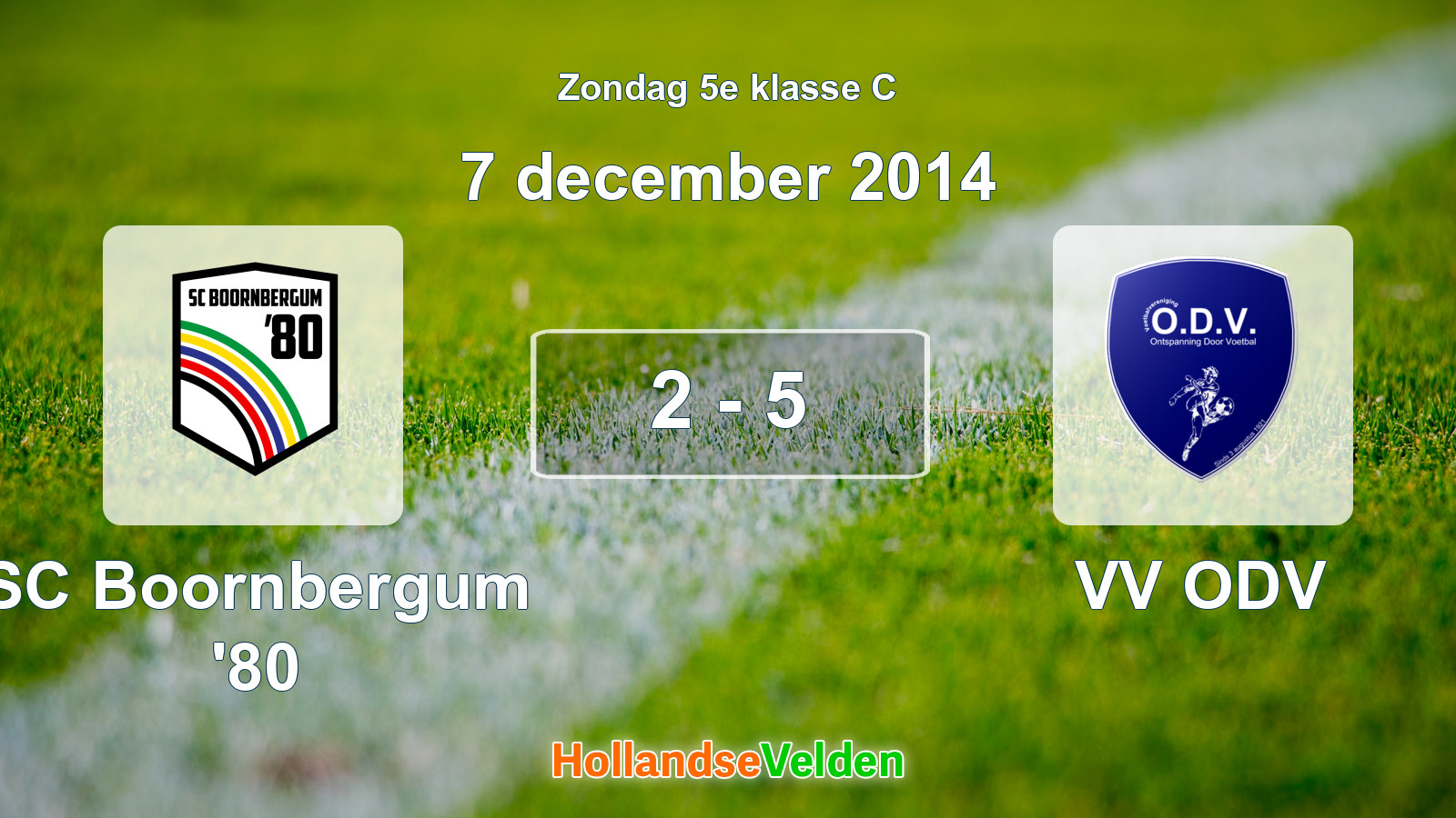 Gespeelde wedstrijd: SC Boornbergum '80 - VV ODV 2 - 5 (7 december 2014)