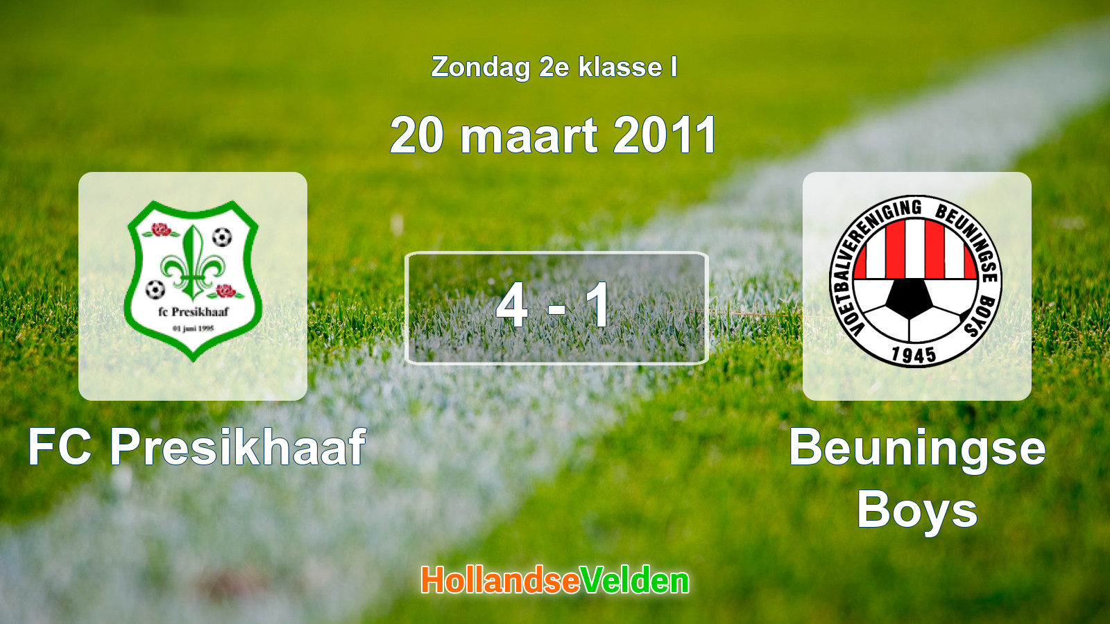 Gespeelde wedstrijd: FC Presikhaaf - Beuningse Boys 4 - 1 (20 maart 2011)
