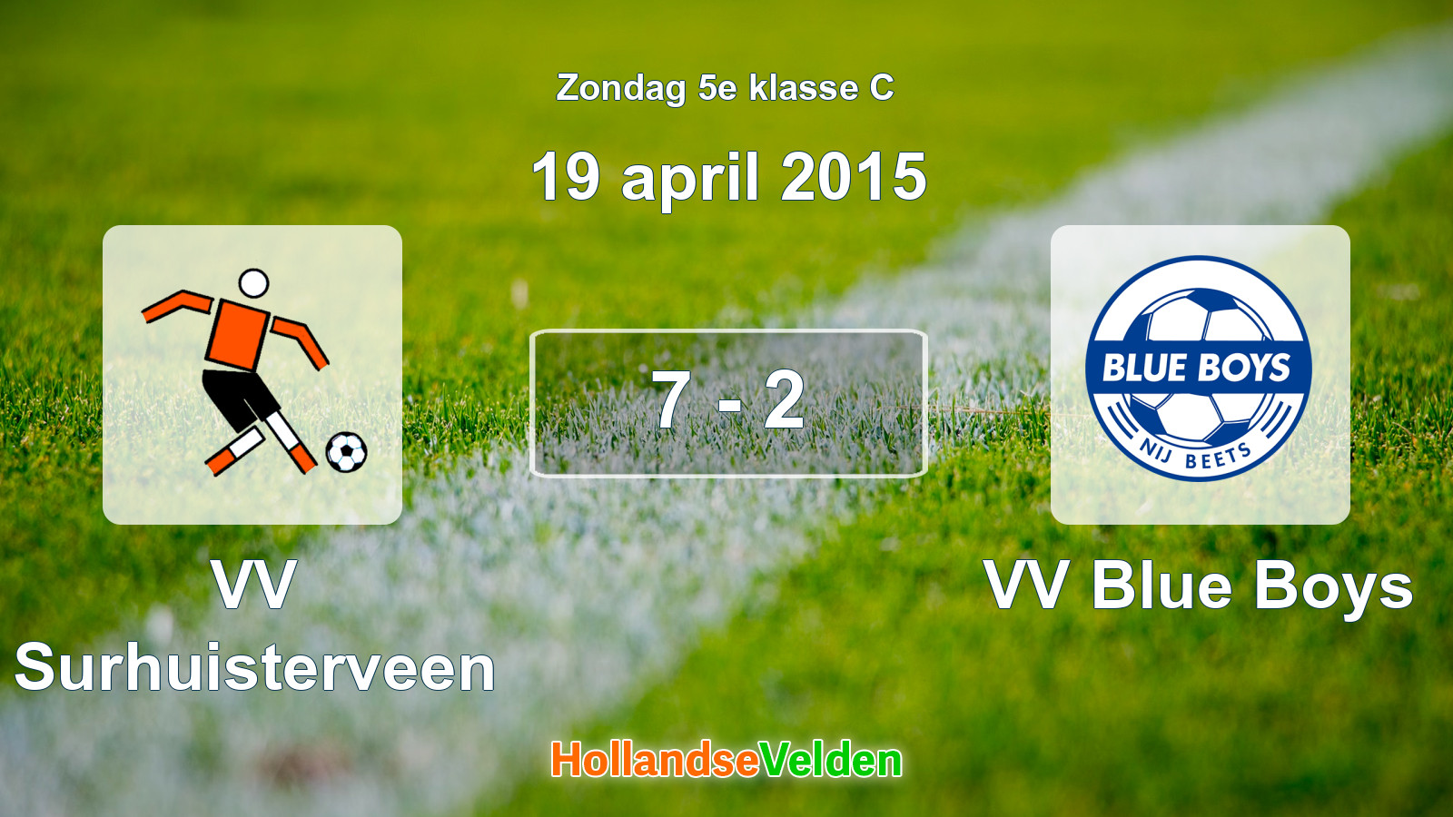 Gespeelde wedstrijd: VV Surhuisterveen - VV Blue Boys 7 - 2 (19 april 2015)