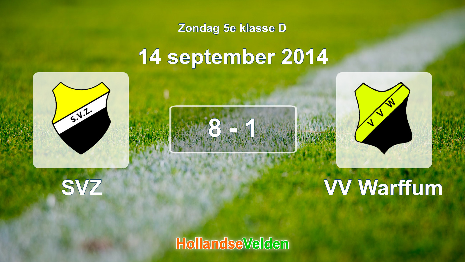 Gespeelde wedstrijd: SVZ - VV Warffum 8 - 1 (14 september 2014)
