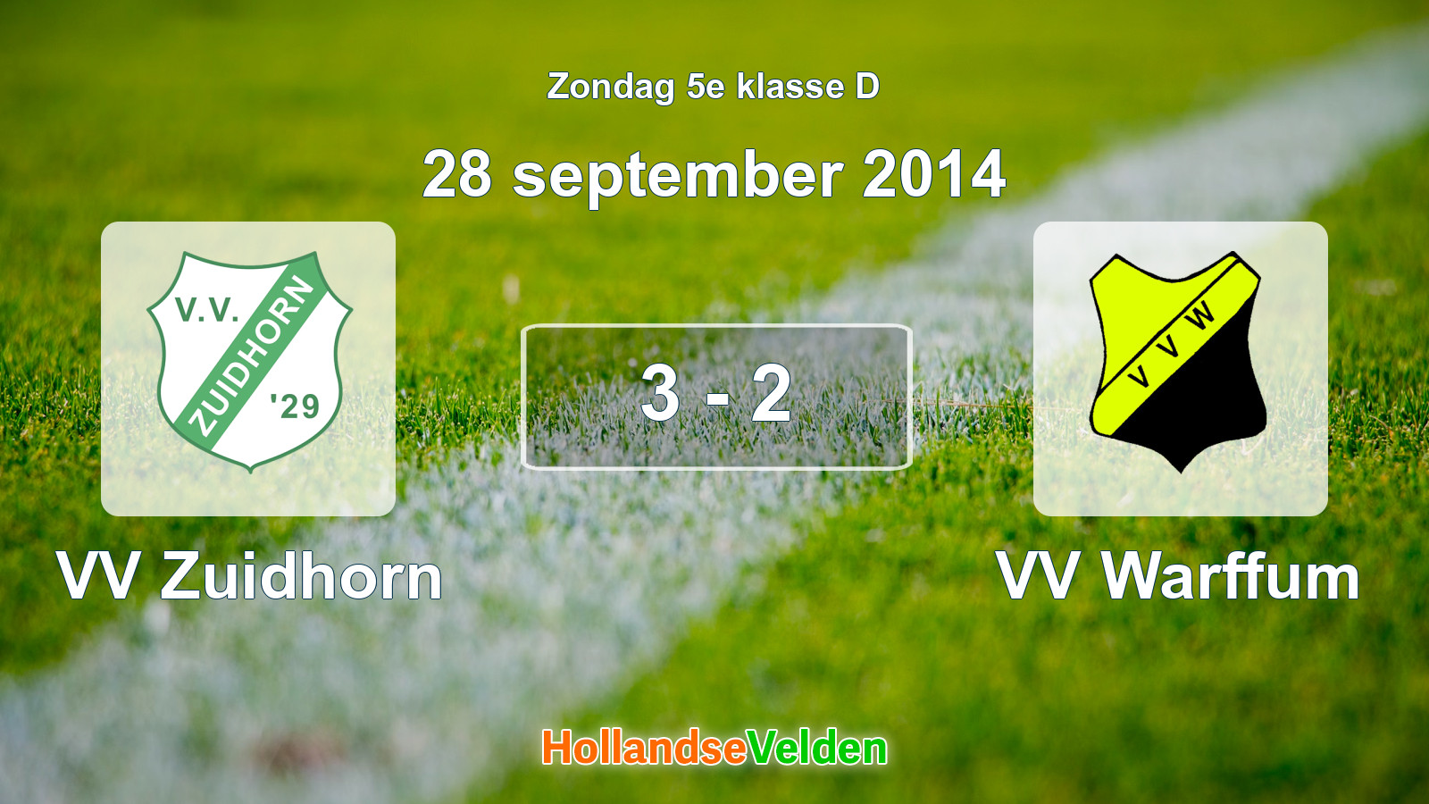 Gespeelde wedstrijd: VV Zuidhorn - VV Warffum 3 - 2 (28 september 2014)