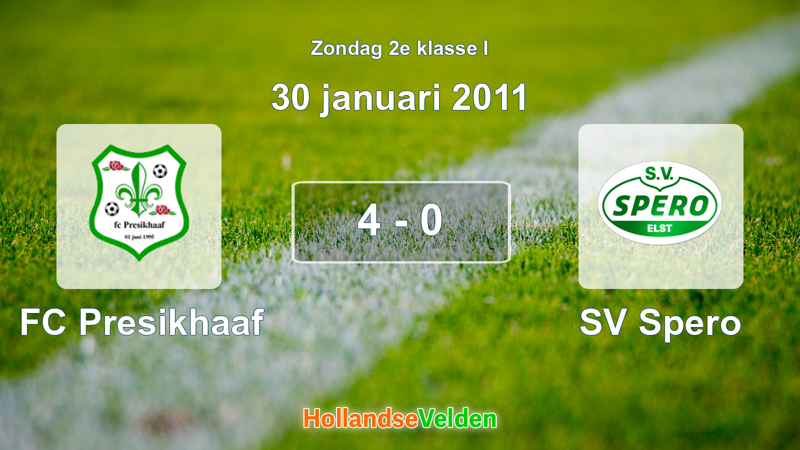 Gespeelde wedstrijd: FC Presikhaaf - SV Spero 4 - 0 (30 januari 2011)