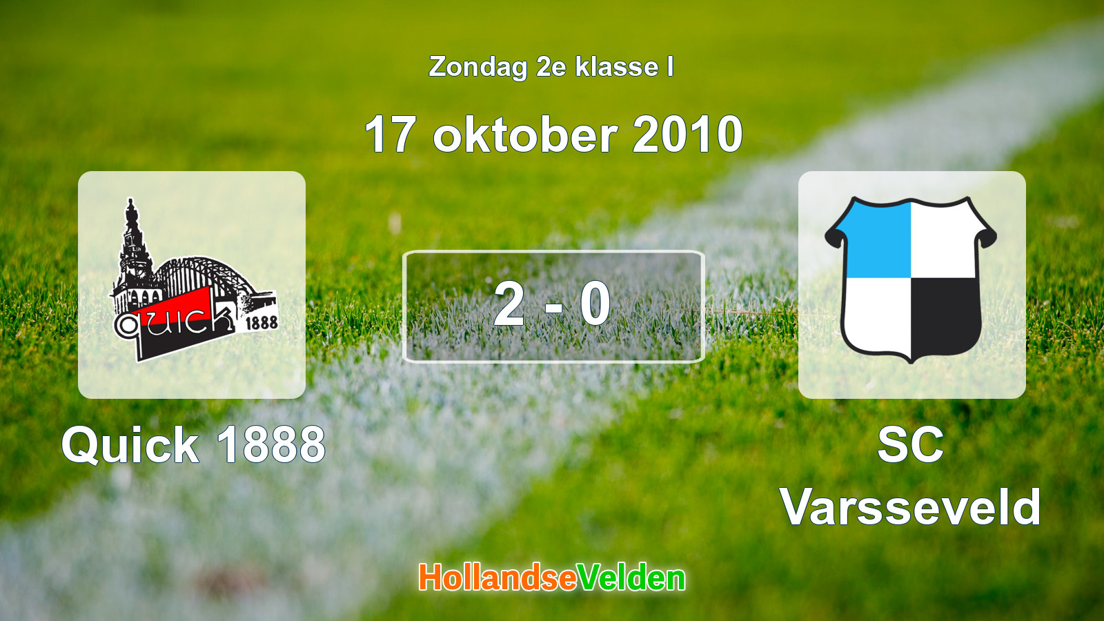 Gespeelde wedstrijd: Quick 1888 - SC Varsseveld 2 - 0 (17 oktober 2010)