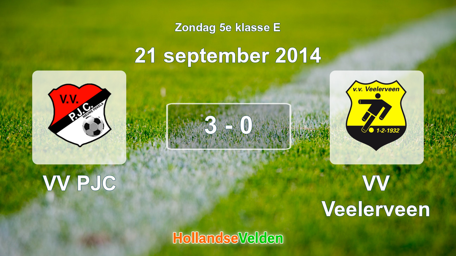 Gespeelde wedstrijd: VV PJC - VV Veelerveen 3 - 0 (21 september 2014)