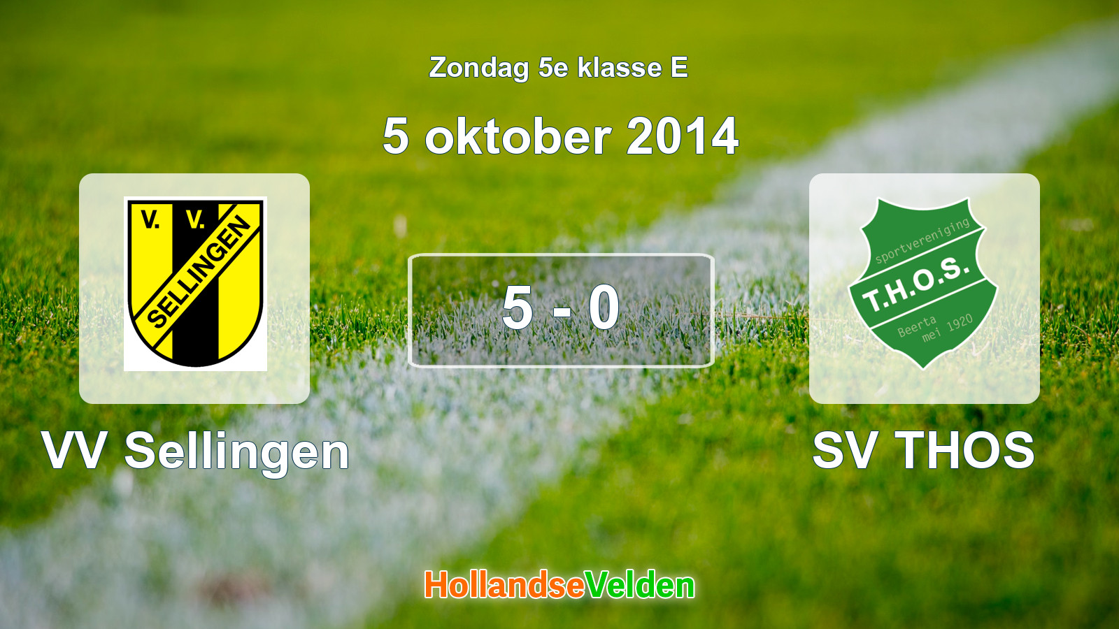 Gespeelde wedstrijd: VV Sellingen - SV THOS 5 - 0 (5 oktober 2014)
