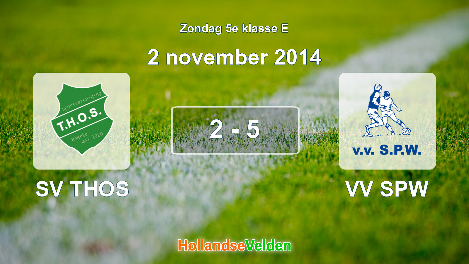 Gespeelde wedstrijd: SV THOS - VV SPW 2 - 5 (2 november 2014)
