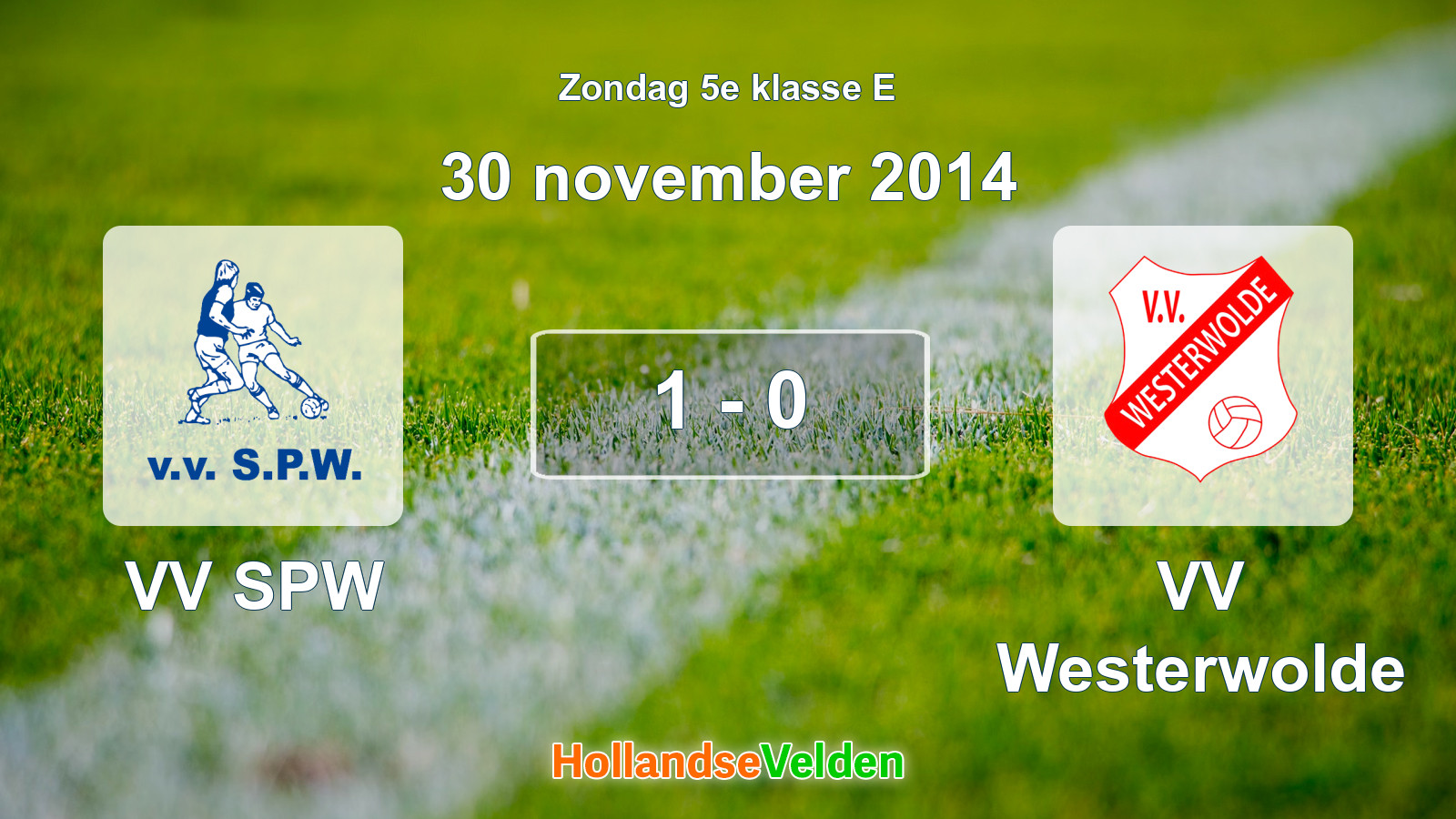 Gespeelde wedstrijd: VV SPW - VV Westerwolde 1 - 0 (30 november 2014)