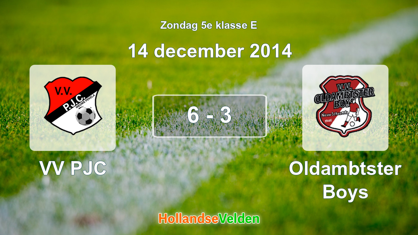 Gespeelde wedstrijd: VV PJC - Oldambtster Boys 6 - 3 (14 december 2014)