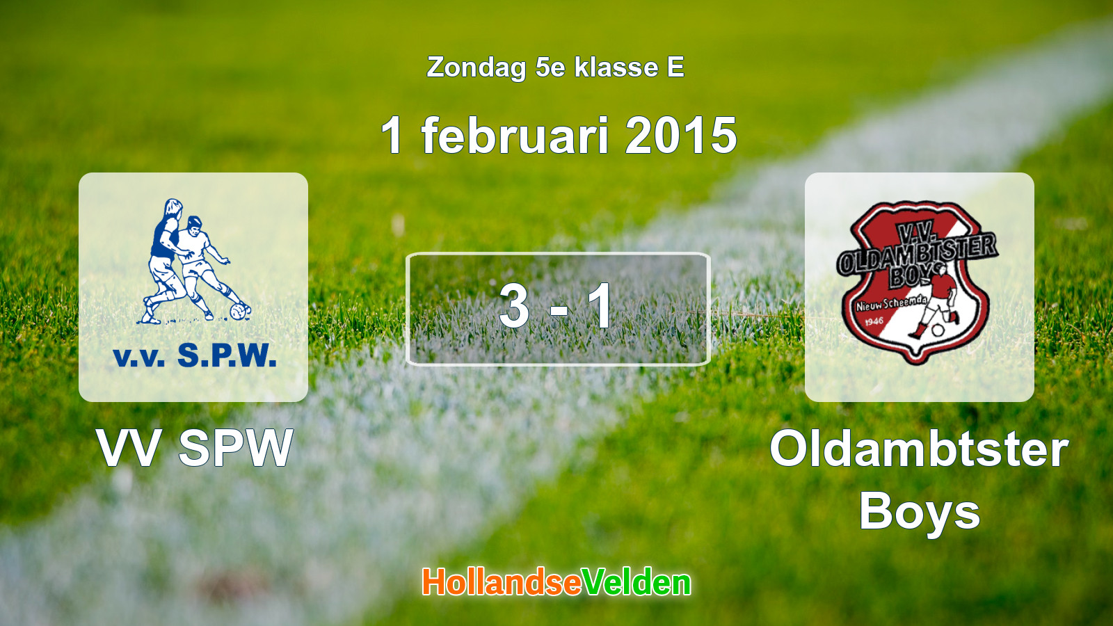 Gespeelde wedstrijd: VV SPW - Oldambtster Boys 3 - 1 (1 februari 2015)