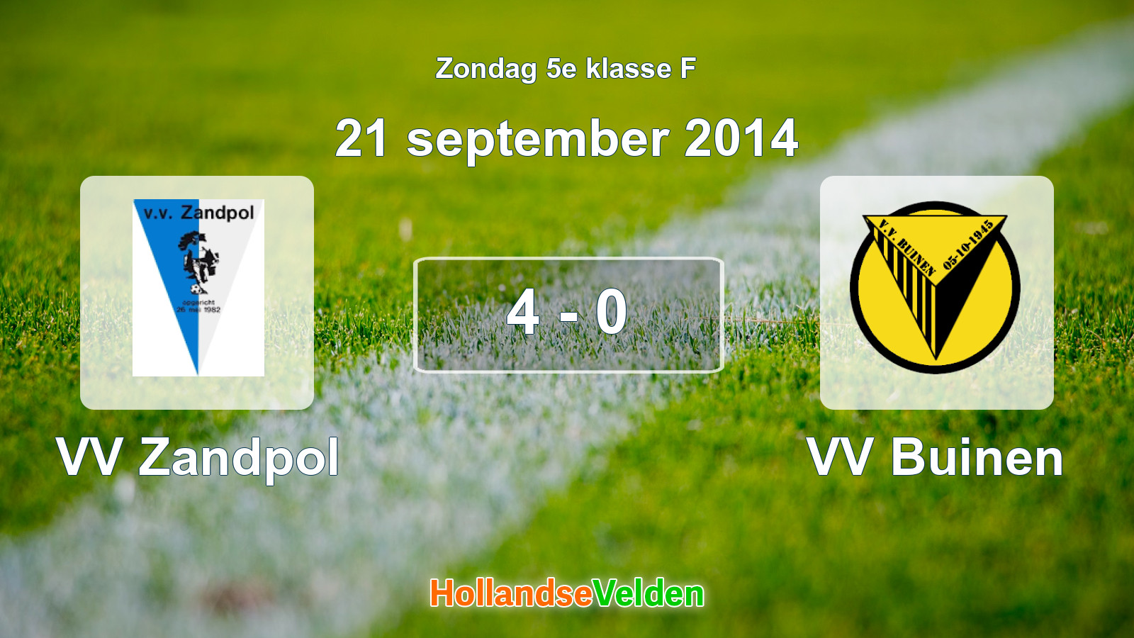 Gespeelde wedstrijd: VV Zandpol - VV Buinen 4 - 0 (21 september 2014)