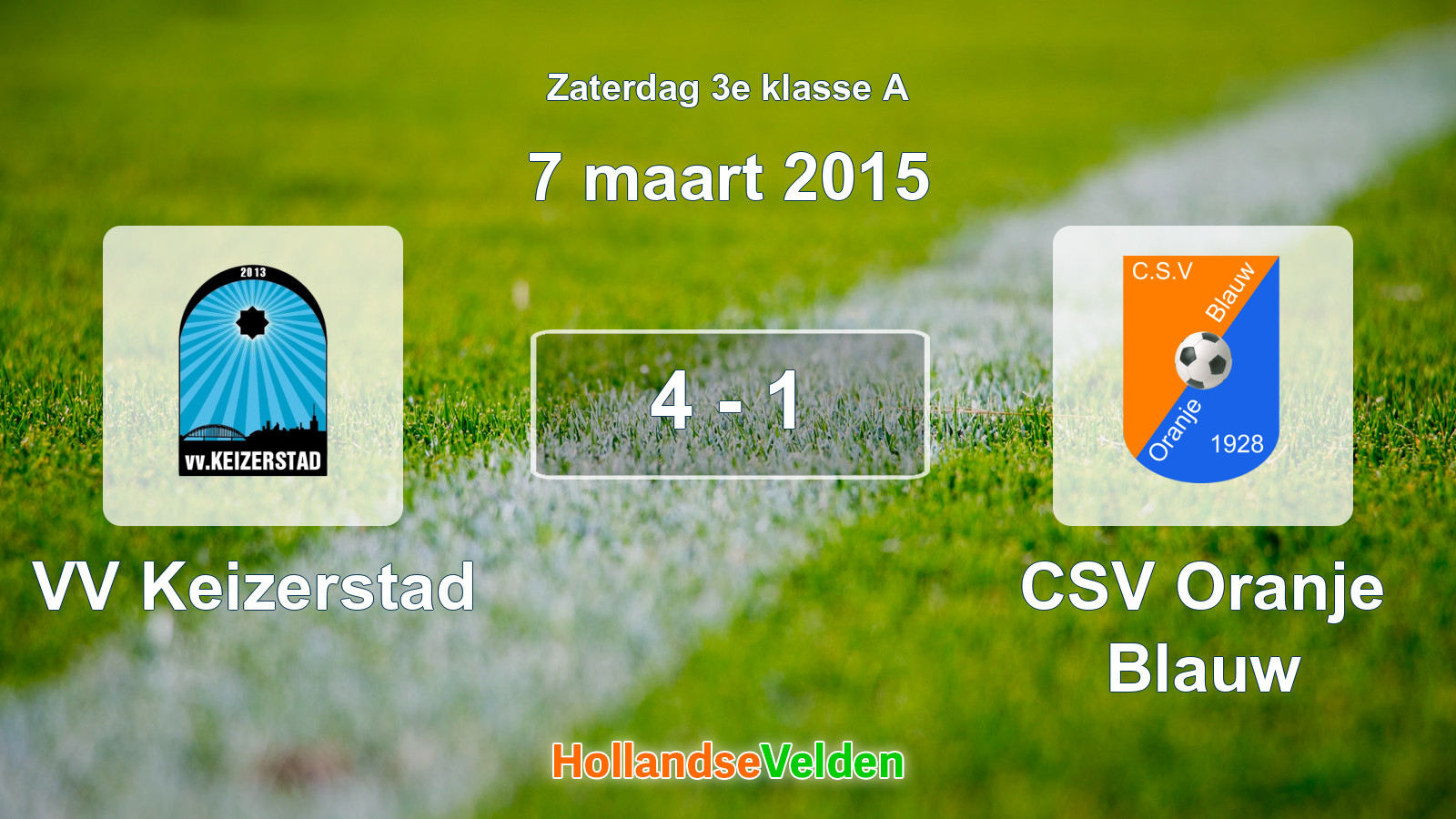 Gespeelde wedstrijd: VV Keizerstad - CSV Oranje Blauw 4 - 1 (7 maart 2015)