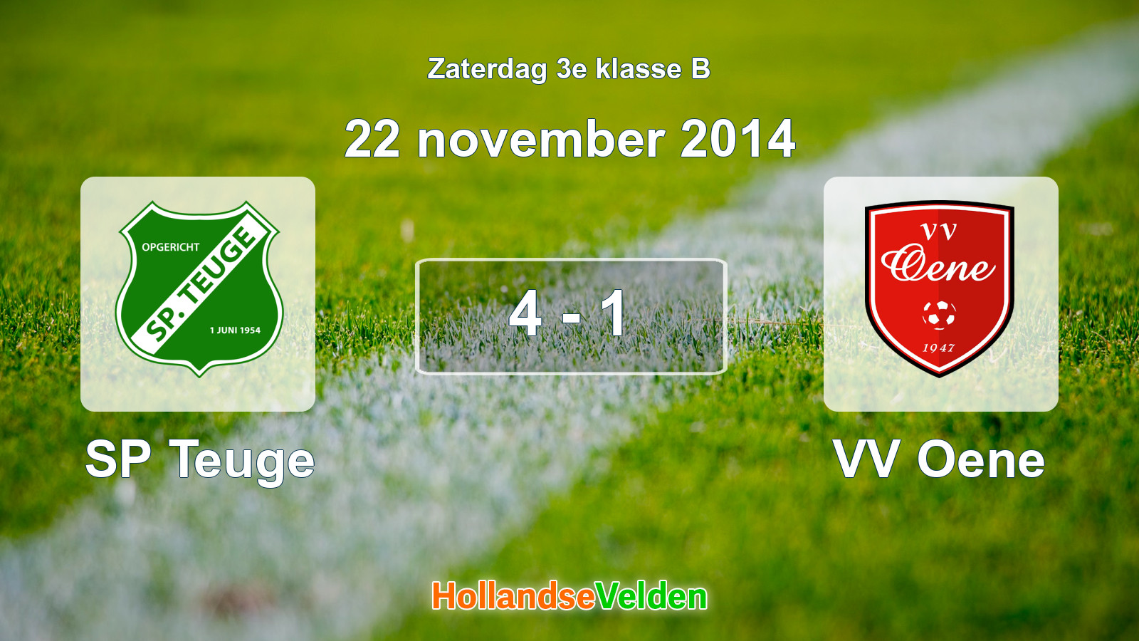 Gespeelde wedstrijd: SP Teuge - VV Oene 4 - 1 (22 november 2014)