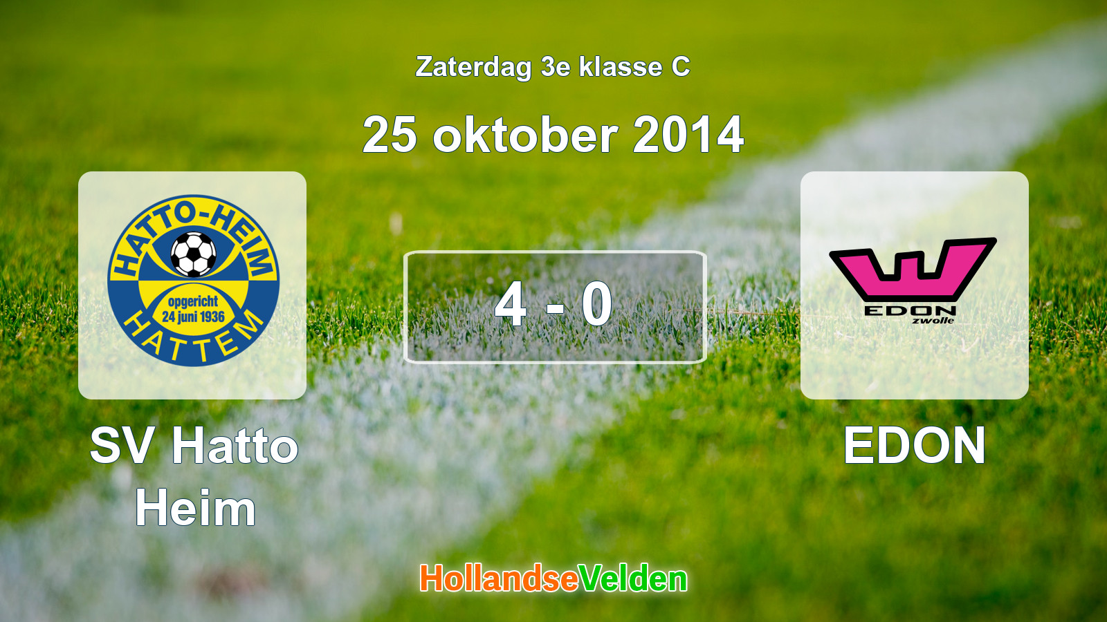 Gespeelde wedstrijd: SV Hatto Heim - EDON 4 - 0 (25 oktober 2014)