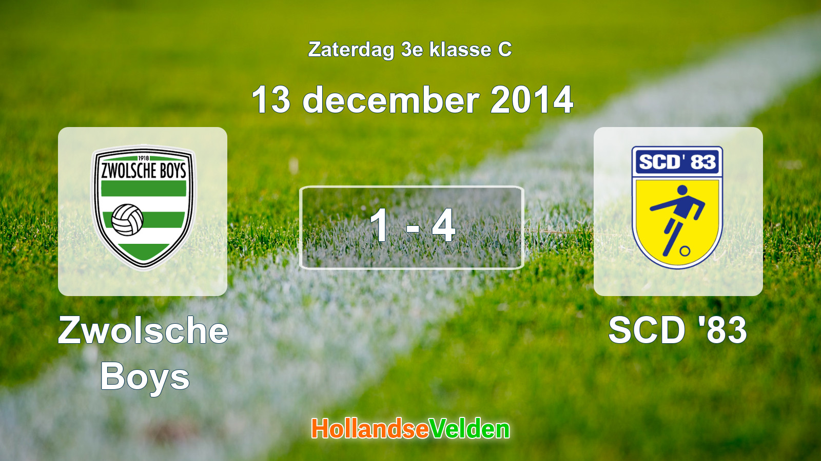 Gespeelde wedstrijd: Zwolsche Boys - SCD '83 1 - 4 (13 december 2014)