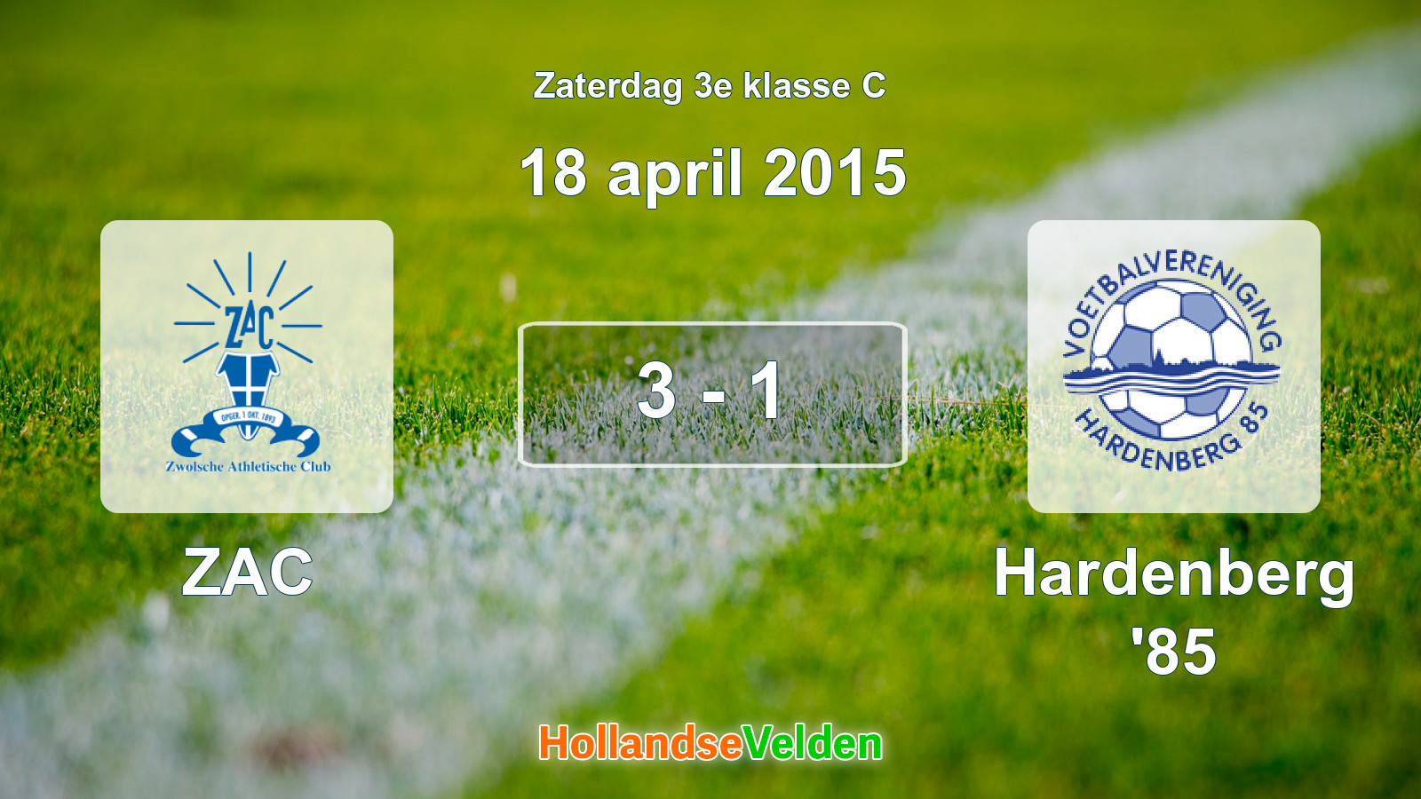 Gespeelde wedstrijd: ZAC - Hardenberg '85 3 - 1 (18 april 2015)