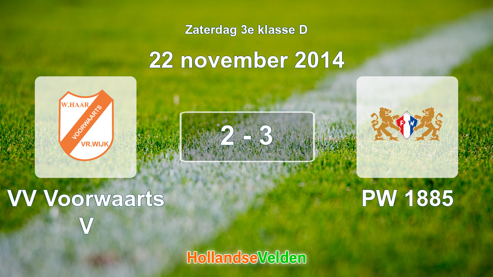 Gespeelde wedstrijd: VV Voorwaarts V - PW 1885 2 - 3 (22 november 2014)