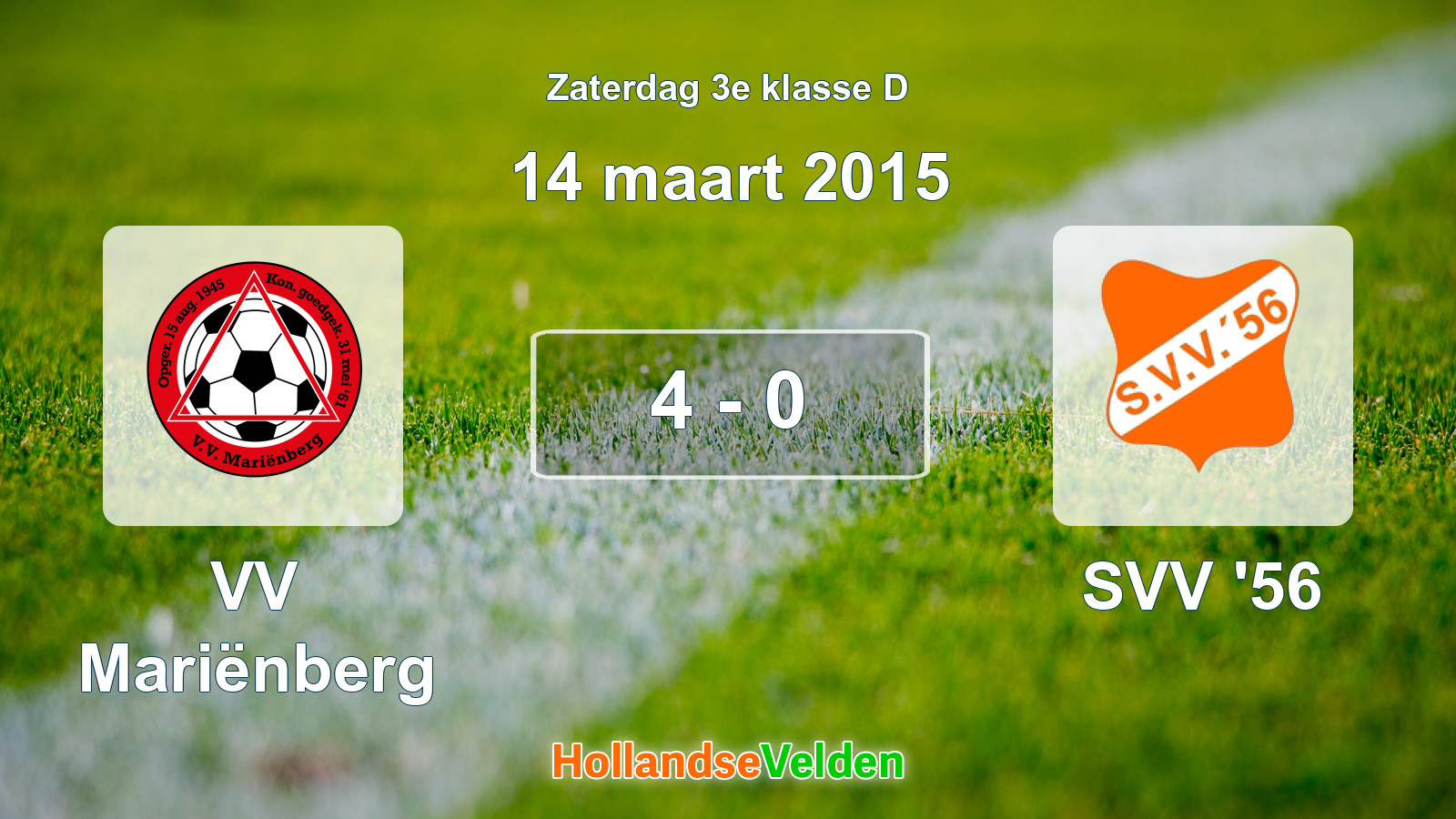 Gespeelde wedstrijd: VV Mariënberg - SVV '56 4 - 0 (14 maart 2015)