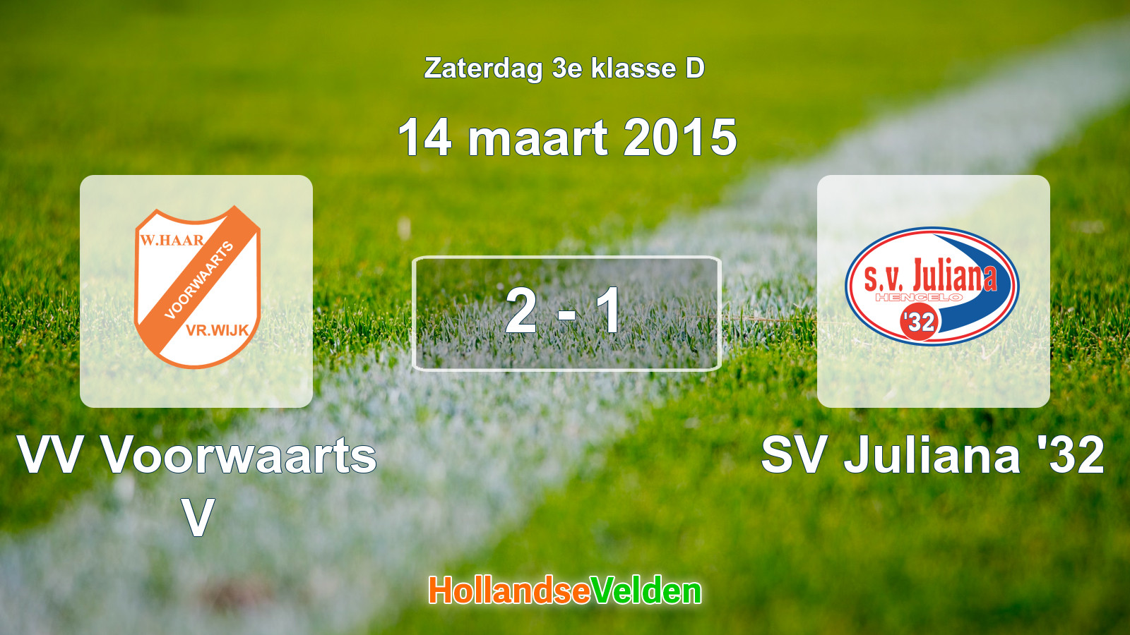 Gespeelde wedstrijd: VV Voorwaarts V - SV Juliana '32 2 - 1 (14 maart 2015)