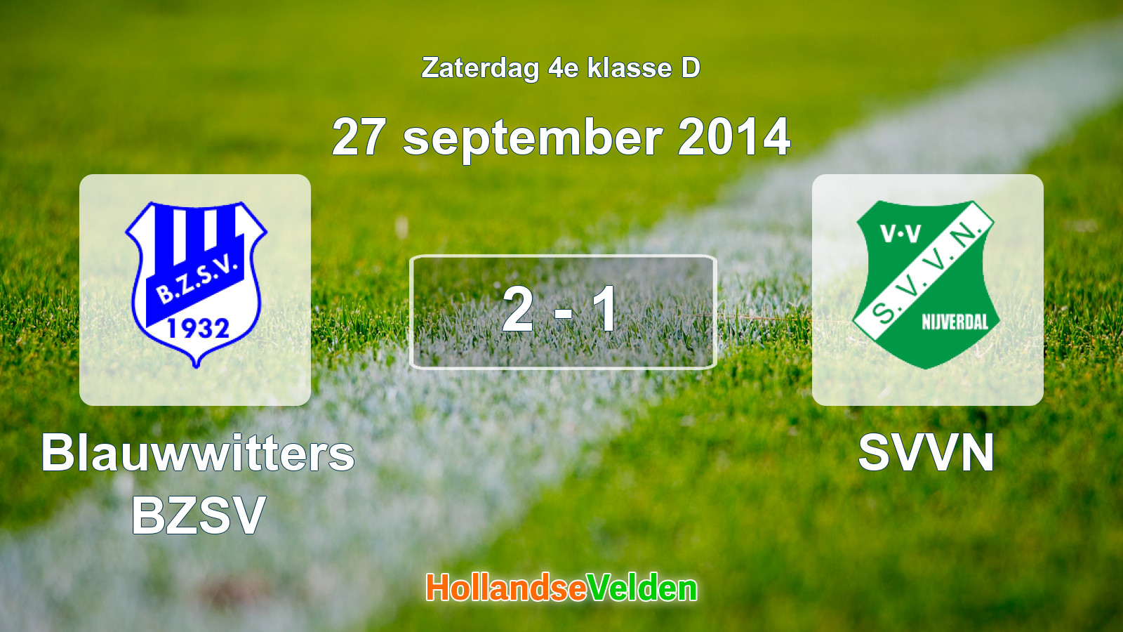 Gespeelde wedstrijd: Blauwwitters BZSV - SVVN 2 - 1 (27 september 2014)