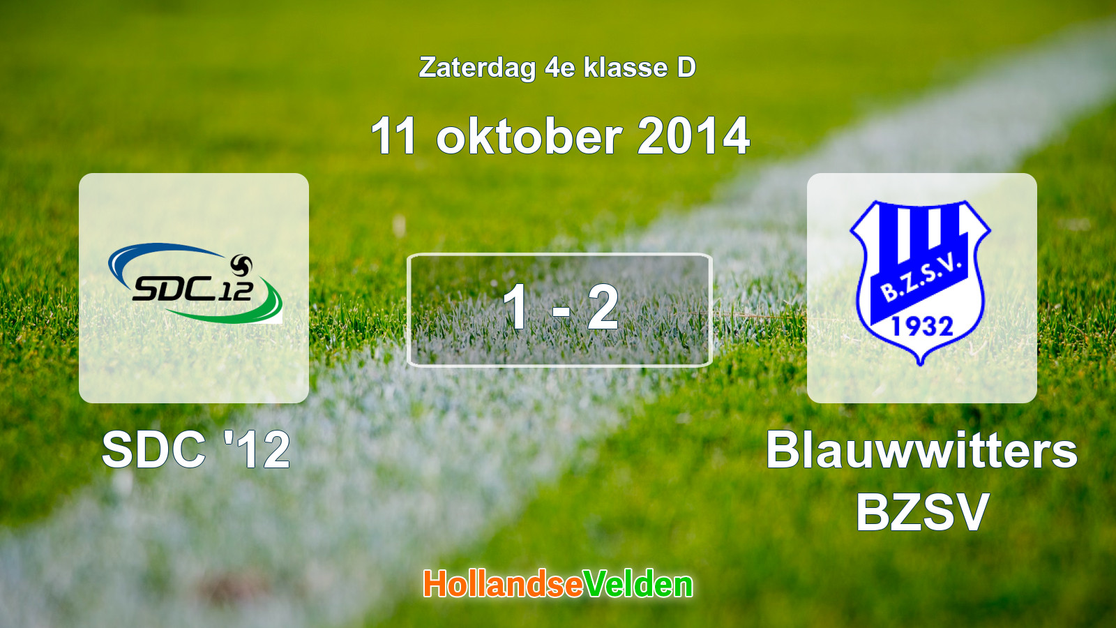 Gespeelde wedstrijd: SDC '12 - Blauwwitters BZSV 1 - 2 (11 oktober 2014)