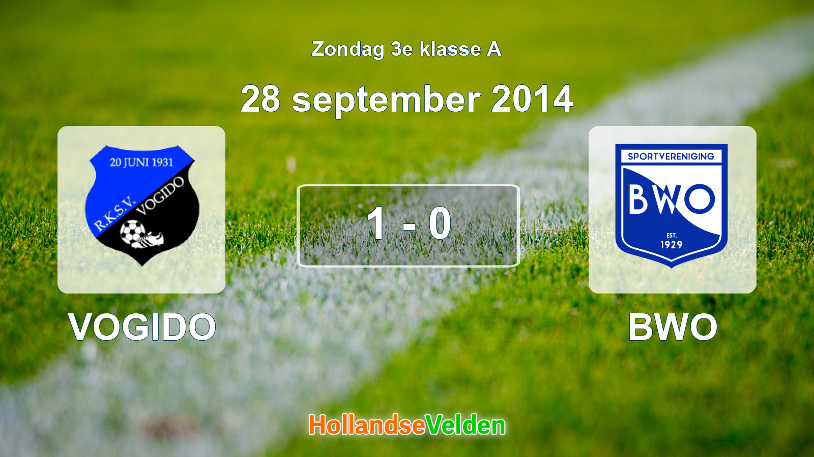 Gespeelde wedstrijd: VOGIDO - BWO 1 - 0 (28 september 2014)