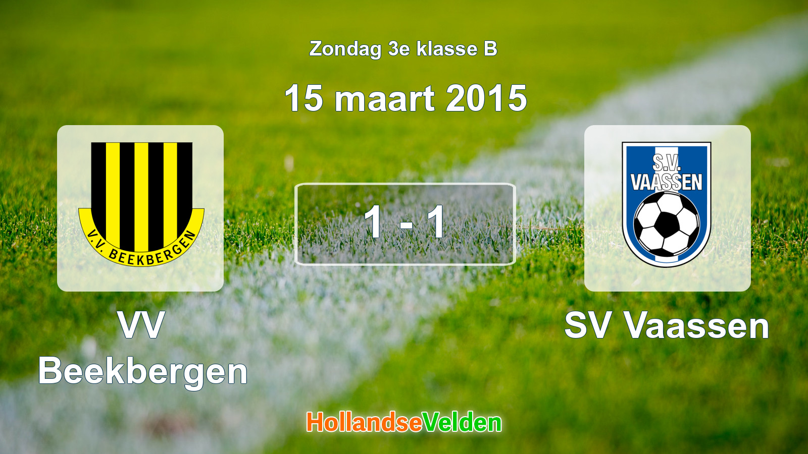Gespeelde wedstrijd: VV Beekbergen - SV Vaassen 1 - 1 (15 maart 2015)