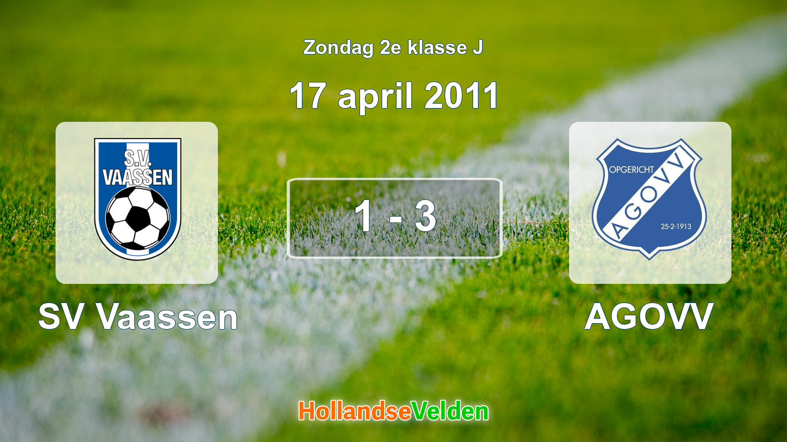 Gespeelde wedstrijd: SV Vaassen - AGOVV 1 - 3 (17 april 2011)