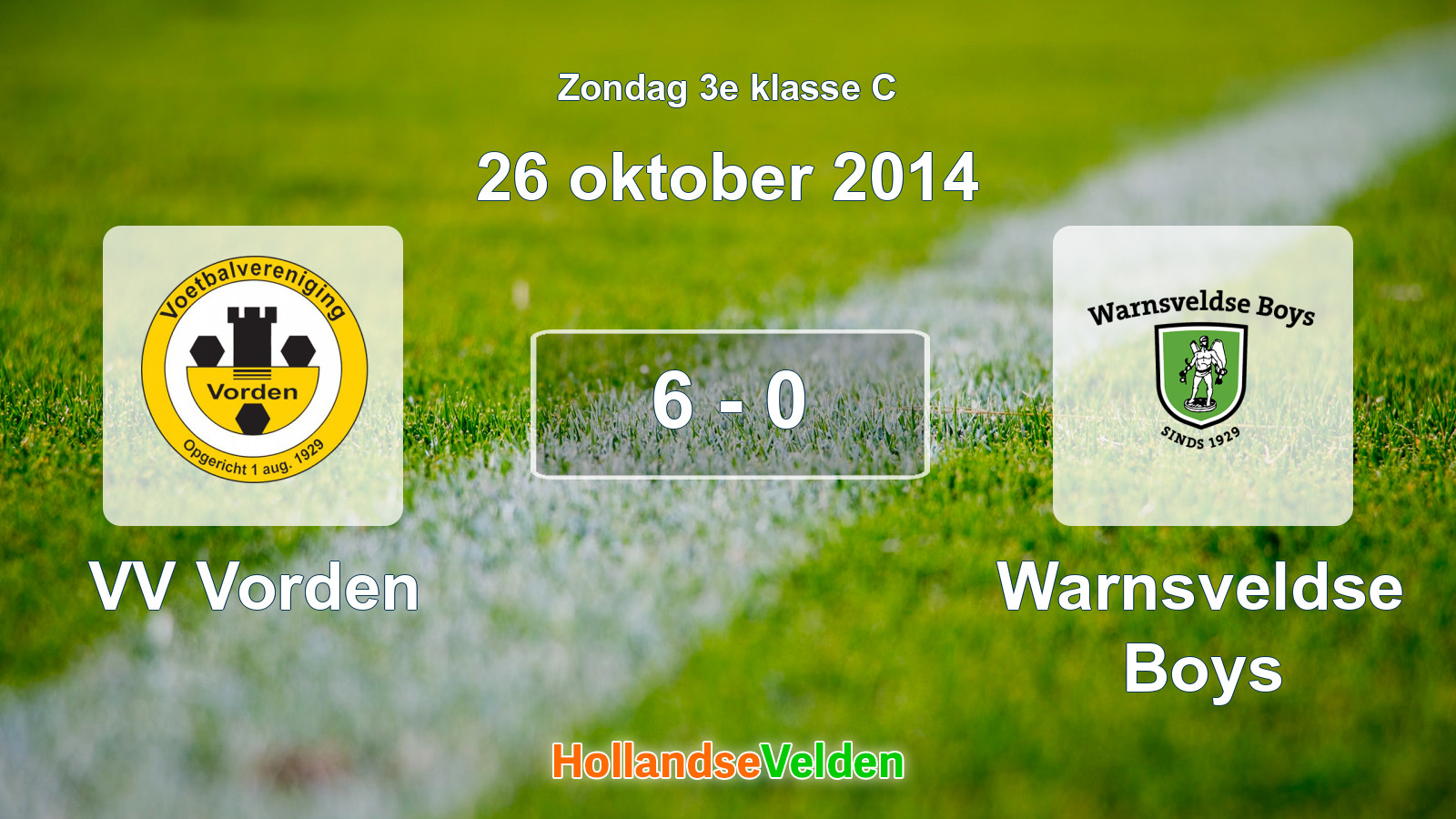 Gespeelde wedstrijd: VV Vorden - Warnsveldse Boys 6 - 0 (26 oktober 2014)