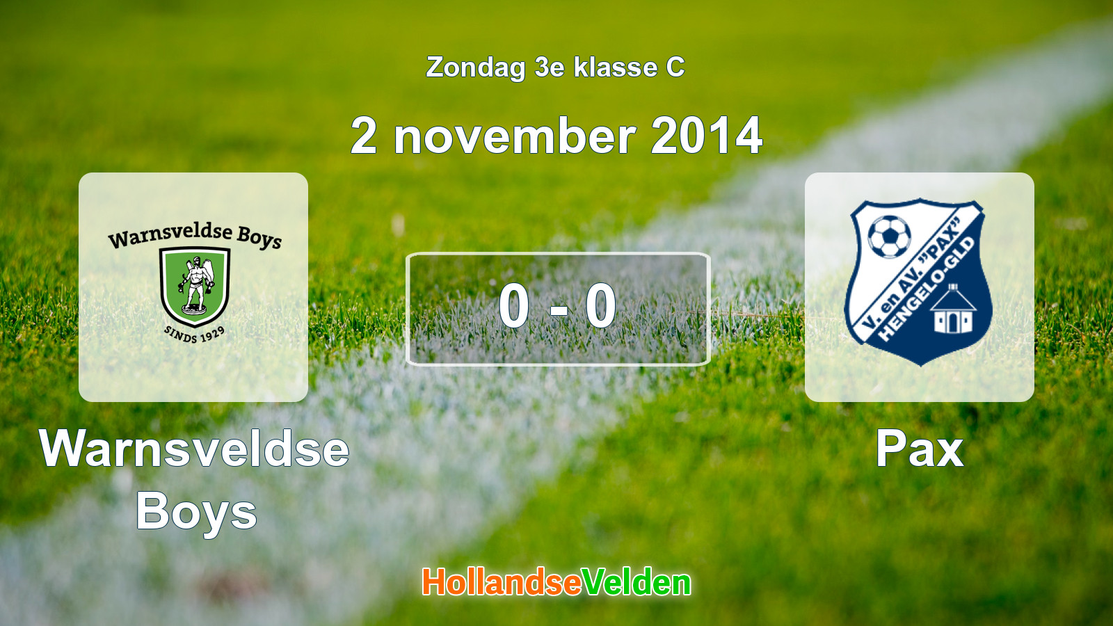 Gespeelde wedstrijd: Warnsveldse Boys - Pax 0 - 0 (2 november 2014)