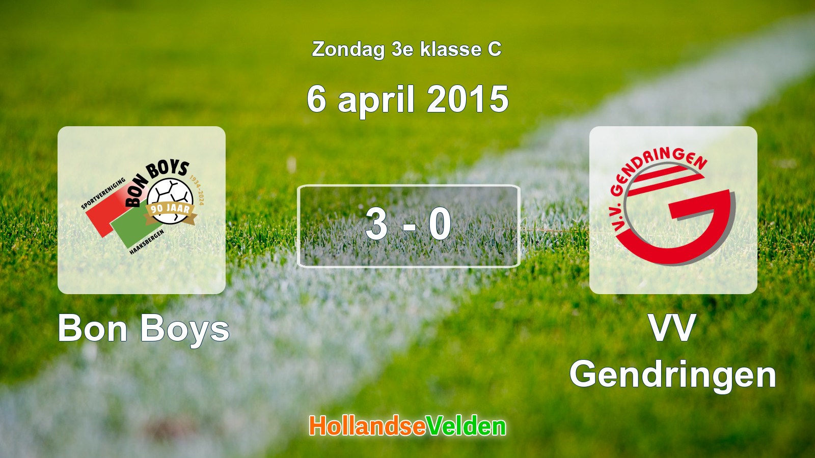 Gespeelde wedstrijd: Bon Boys - VV Gendringen 3 - 0 (6 april 2015)