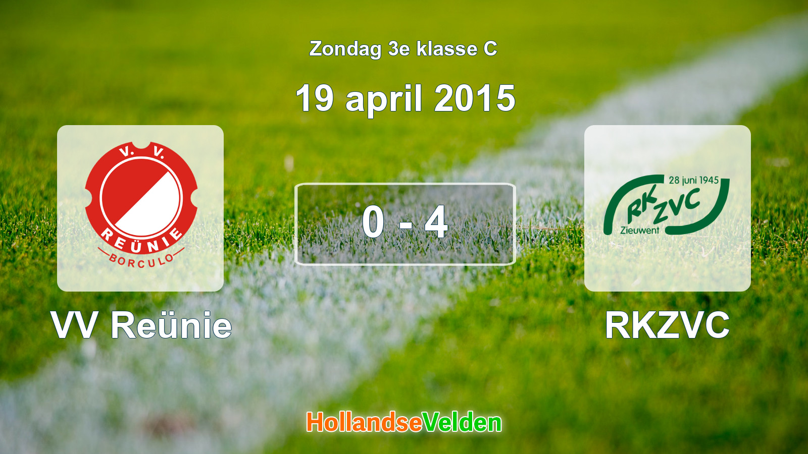 Gespeelde wedstrijd: VV Reünie - RKZVC 0 - 4 (19 april 2015)