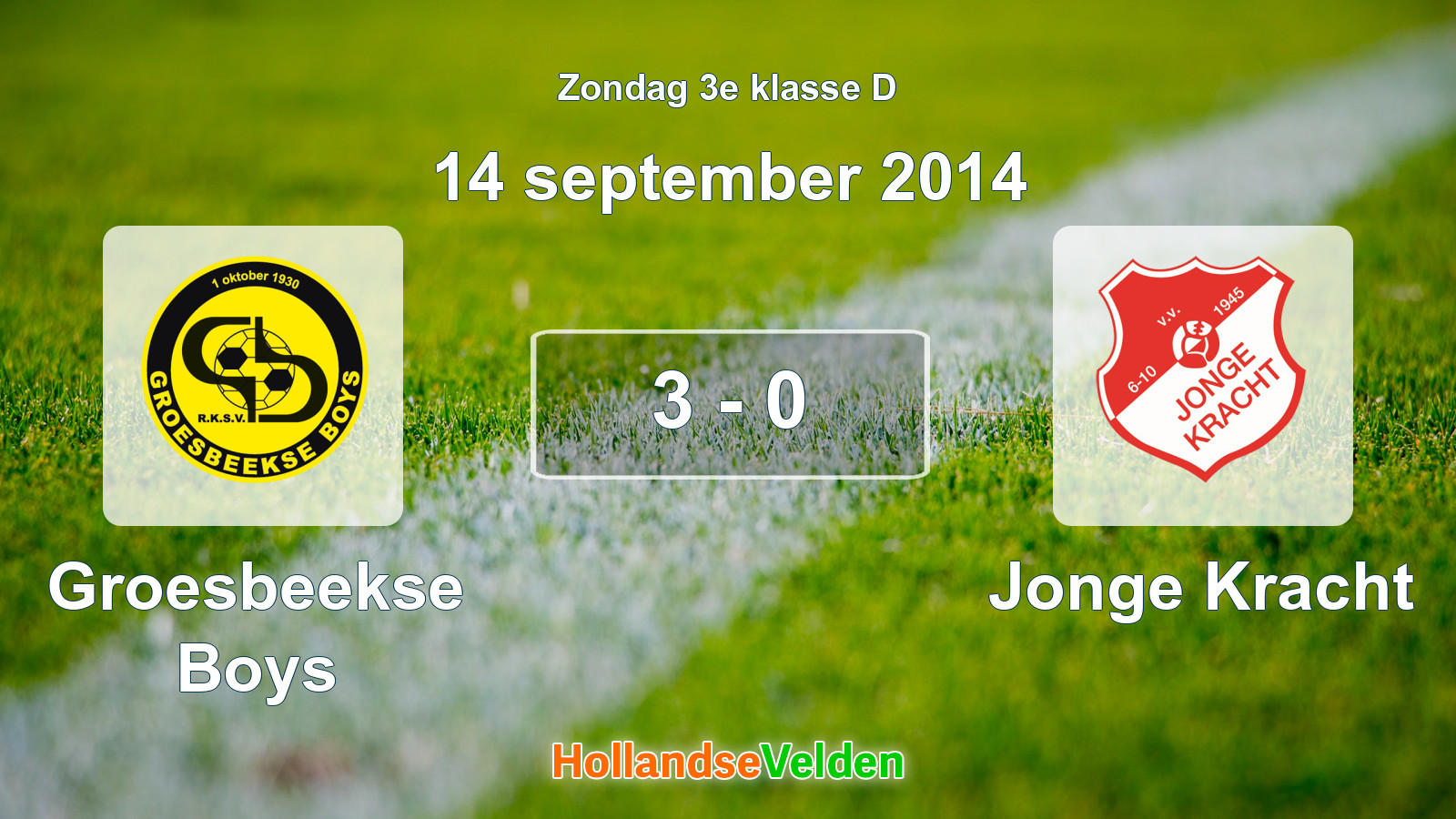 Gespeelde wedstrijd: Groesbeekse Boys - Jonge Kracht 3 - 0 (14 september 2014)