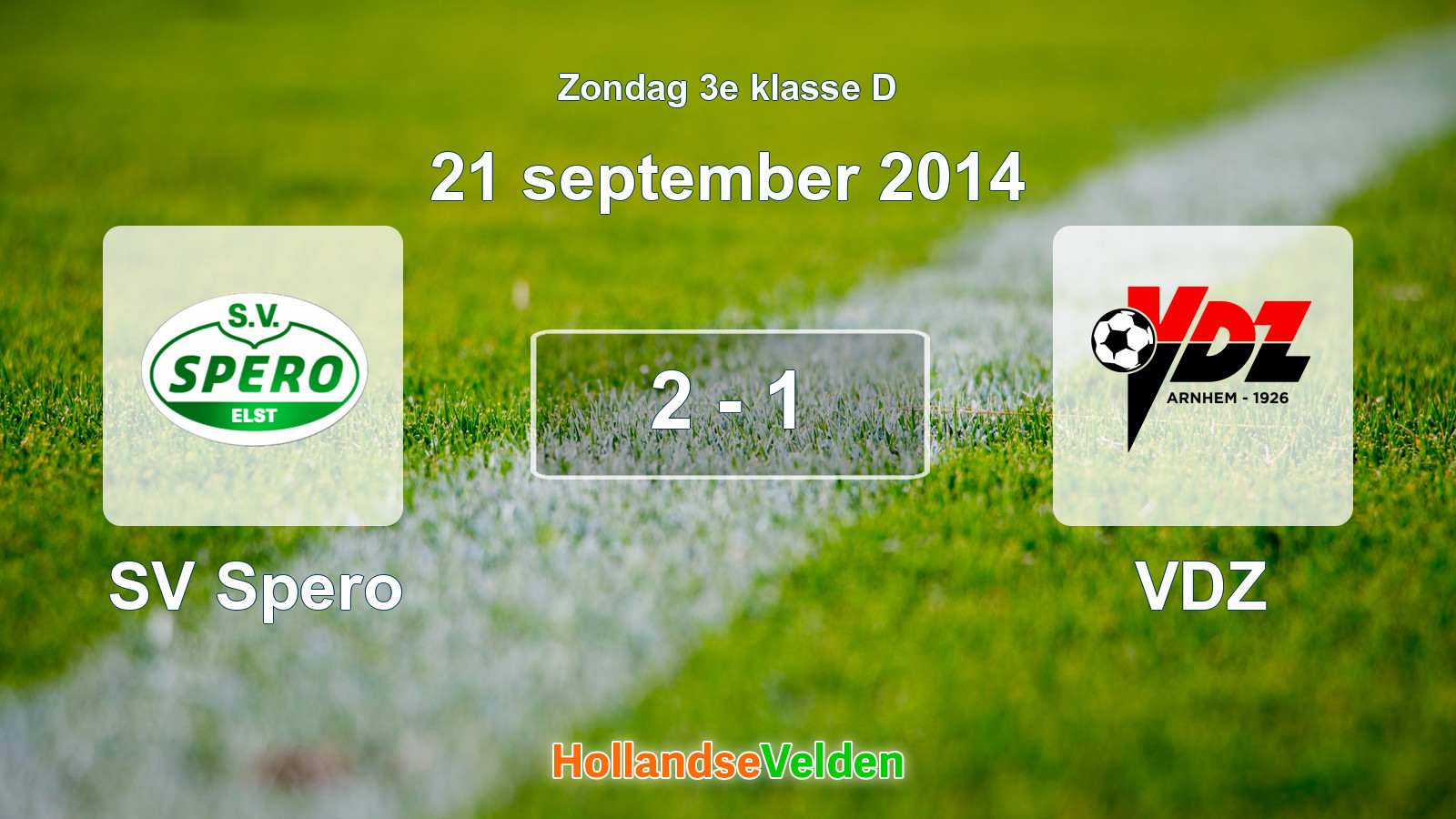 Gespeelde wedstrijd: SV Spero - VDZ 2 - 1 (21 september 2014)