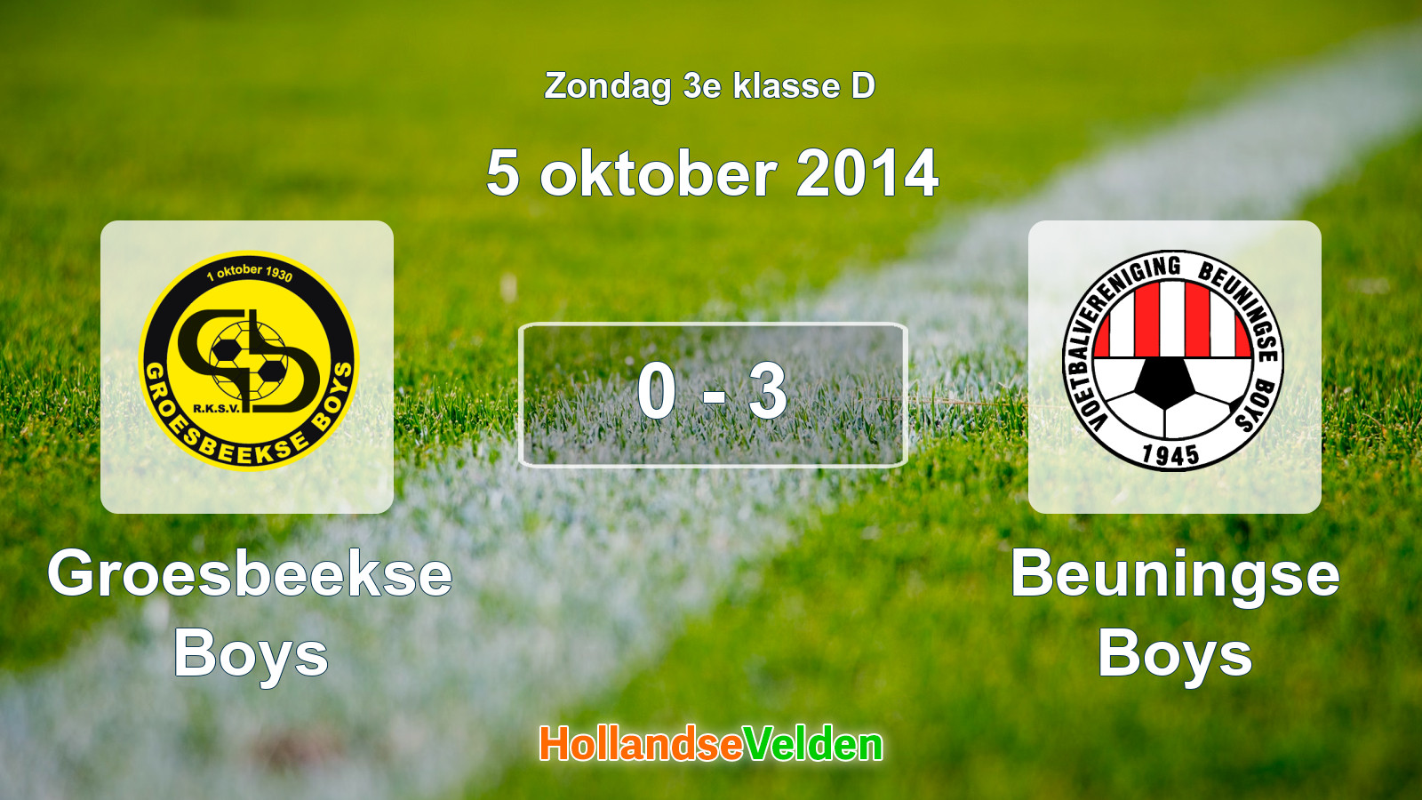 Gespeelde wedstrijd: Groesbeekse Boys - Beuningse Boys 0 - 3 (5 oktober 2014)