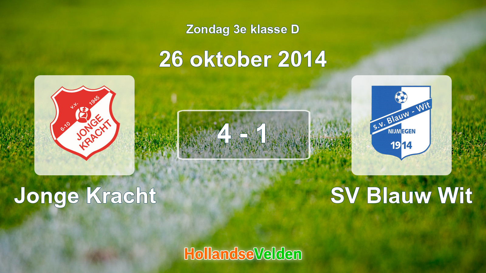 Gespeelde wedstrijd: Jonge Kracht - SV Blauw Wit 4 - 1 (26 oktober 2014)